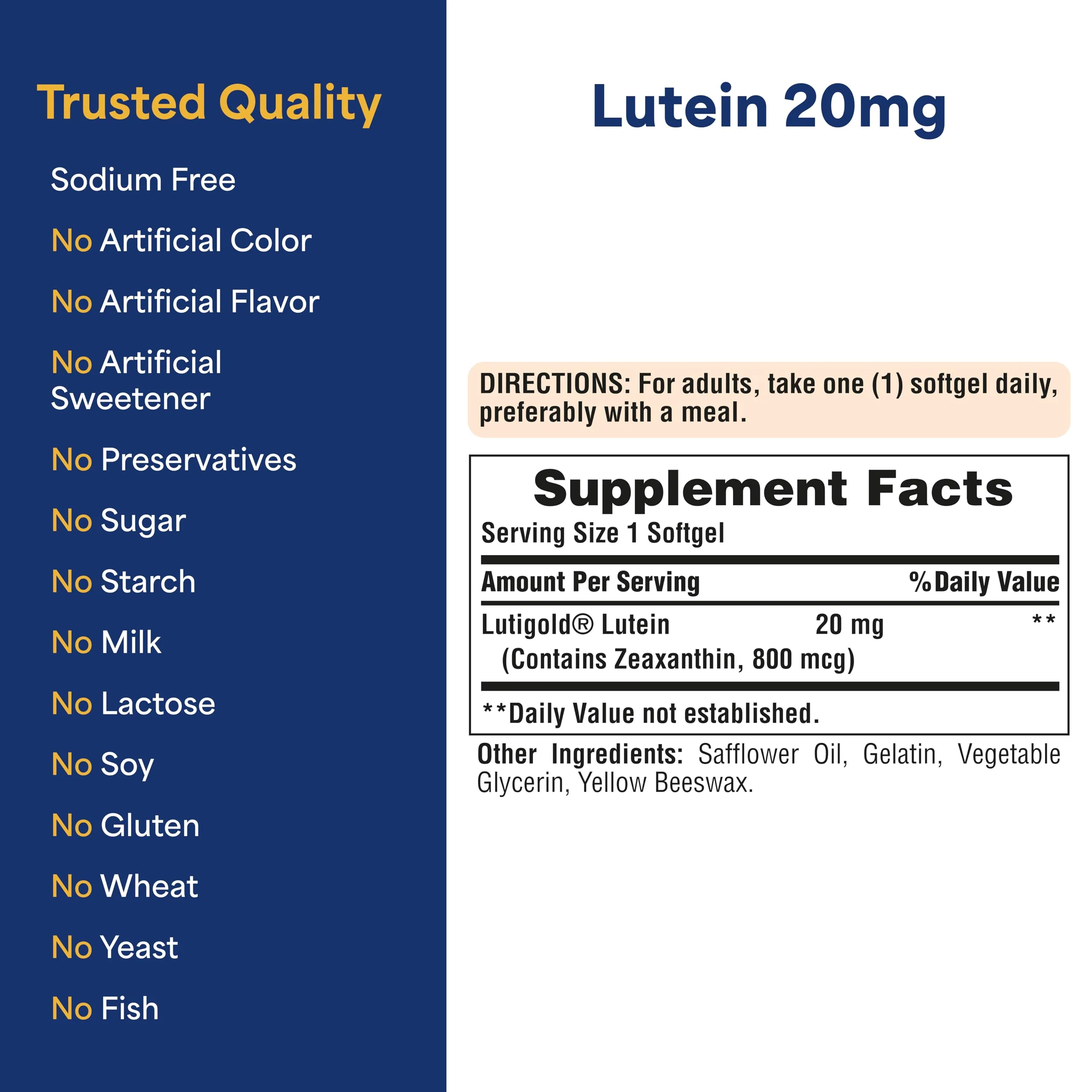 Puritan's Pride Premium Lutigold Lutein Carotenoid 20mg with Zeaxanthin for Men and Women, Dietary Supplement for Eye Health Support, 8 Month Supply, 120 Easy-to-Swallow Softgels, 2 Pack - Image 3