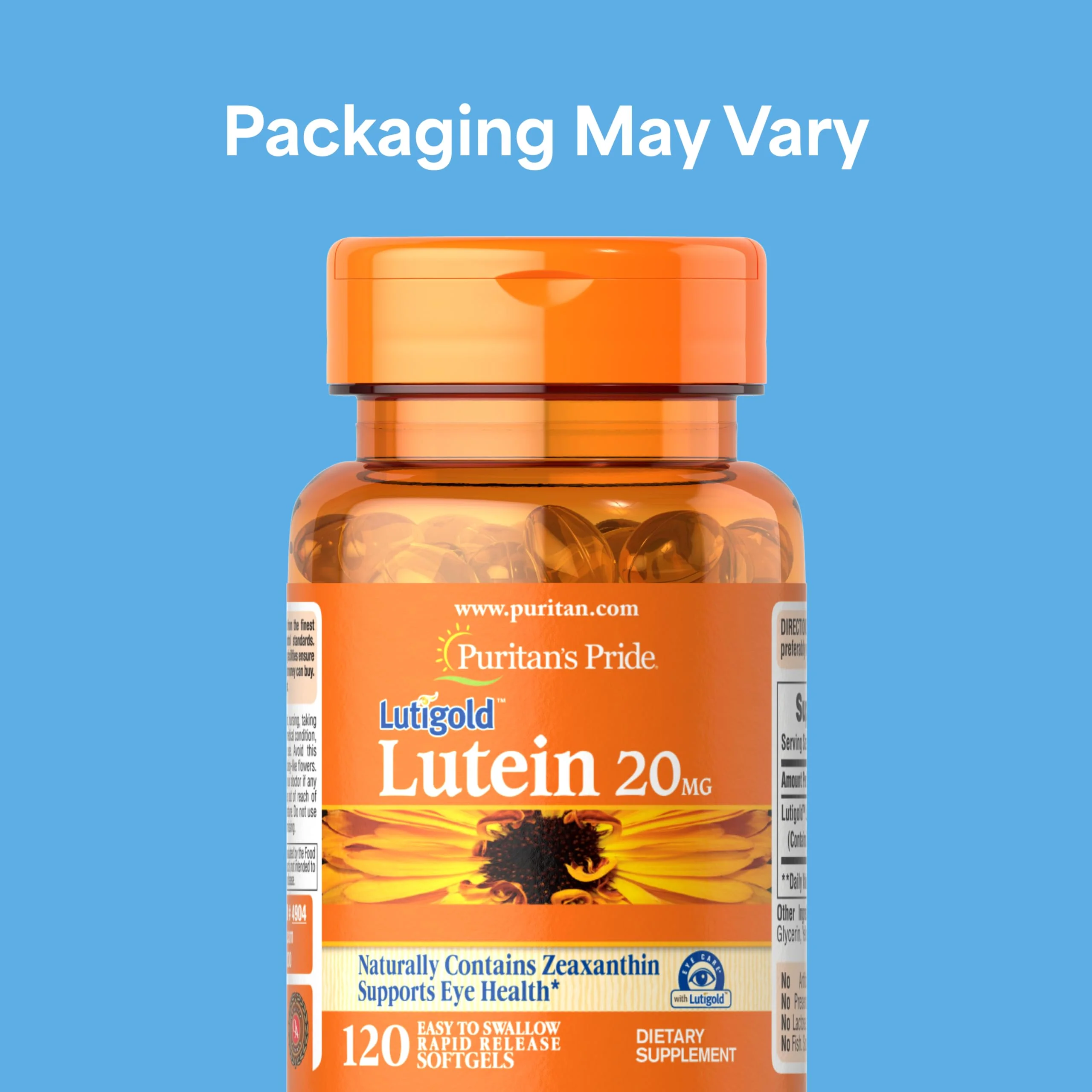 Puritan's Pride Premium Lutigold Lutein Carotenoid 20mg with Zeaxanthin for Men and Women, Dietary Supplement for Eye Health Support, 8 Month Supply, 120 Easy-to-Swallow Softgels, 2 Pack - Image 7