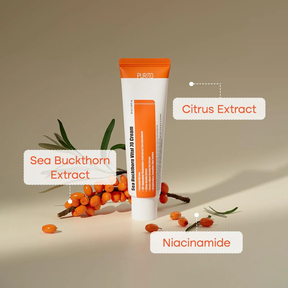 PURITO [ESSENTIAL OIL-FREE Sea Buckthorn Vital 70 Cream 50ml / 1.7 fl.oz - Image 5