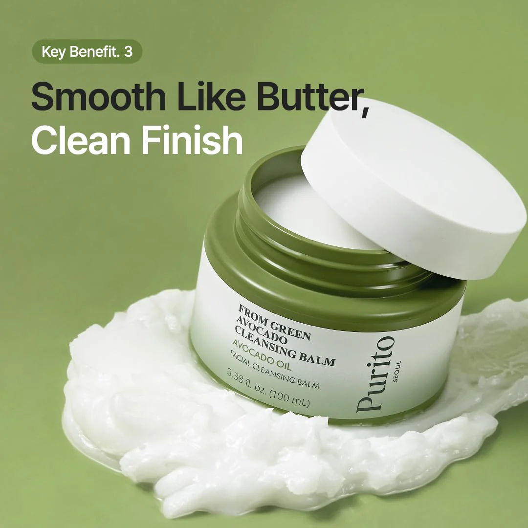 PURITO From Green Avocado Cleansing Balm 100ml / 3.38 fl. oz., Melt-In Moisture with Avocado Oil, Vegan, Cruelty-Free, Suitable for Dry Skin, Korean Skincare - Image 4