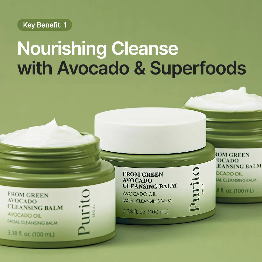 PURITO From Green Avocado Cleansing Balm 100ml / 3.38 fl. oz., Melt-In Moisture with Avocado Oil, Vegan, Cruelty-Free, Suitable for Dry Skin, Korean Skincare - Image 6