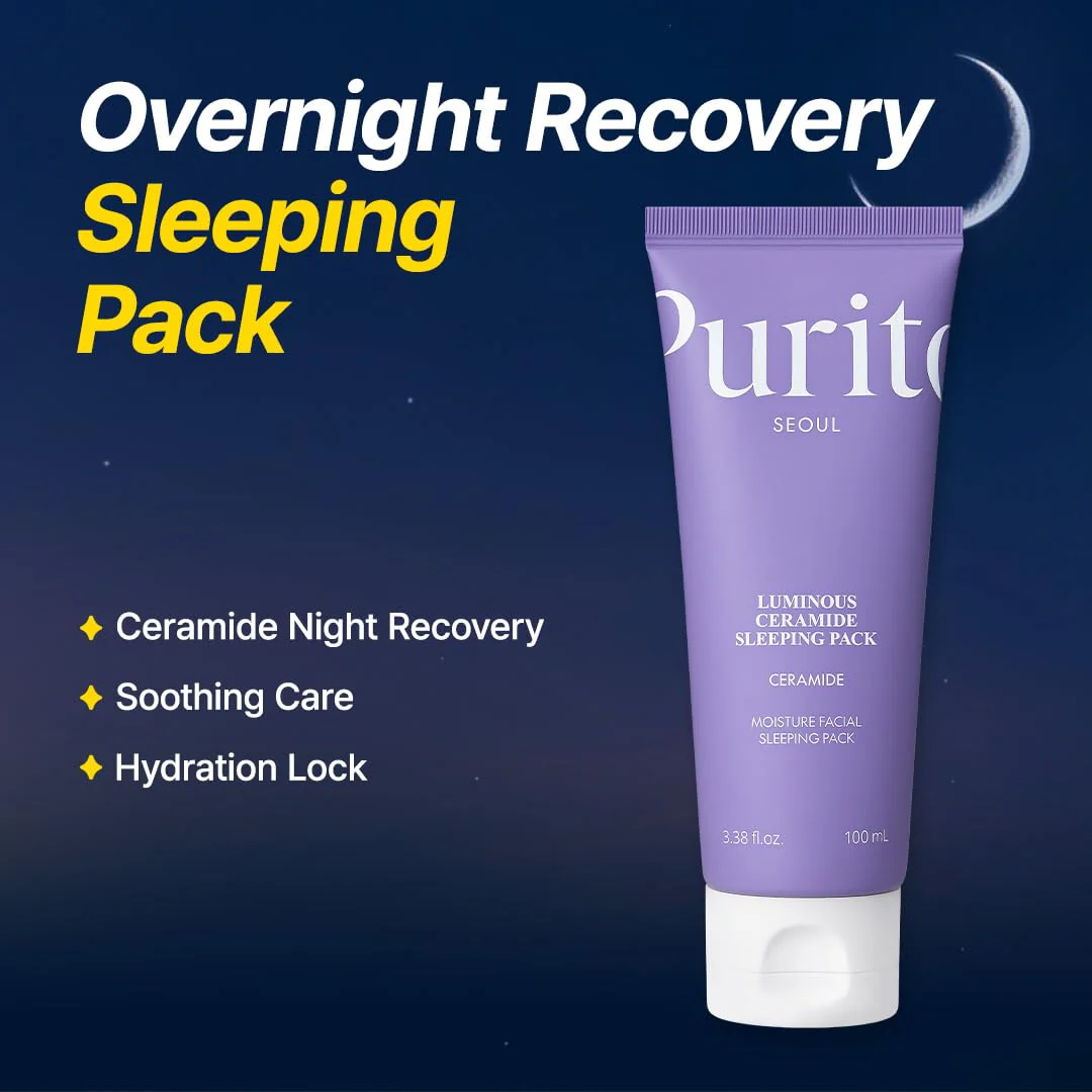 PURITO Luminous Ceramide Sleeping Pack | Overnight Recovery Cream with Five Ceramides for Dry & Sensitive Skin | Ceramide, Hydration Lock | Vegan & Cruelty-Free, Korean Skincare, 100mL / 3.38 fl.oz - Image 7