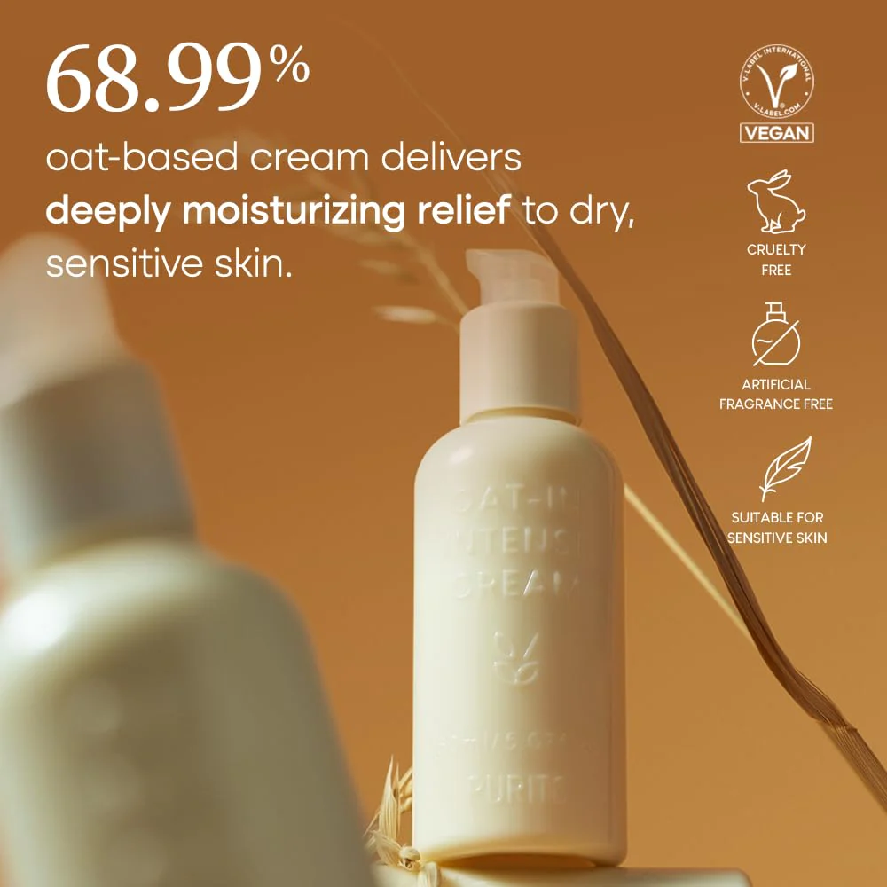 PURITO Oat-in Intense Cream 150ml / 5.07 fl. oz, Vegan Ingredients, Cruelty-Free, Facial cream - Image 5