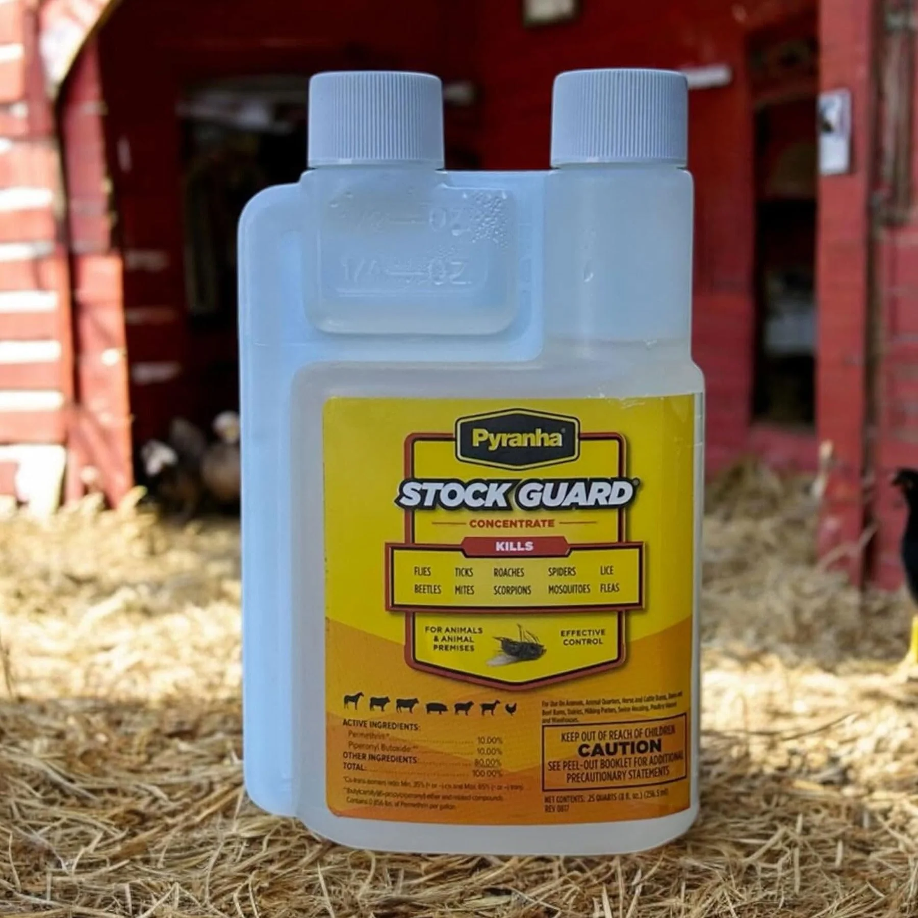PYRANHA Stock Guard Concentrate - Livestock, Barn, Milk Rooms, Dairies, Poultry & Swine Houses Indoor Fly Control | Repels Flies, Lice, Ticks, Beetles, Mites, Gnats, 8 Oz - Image 3