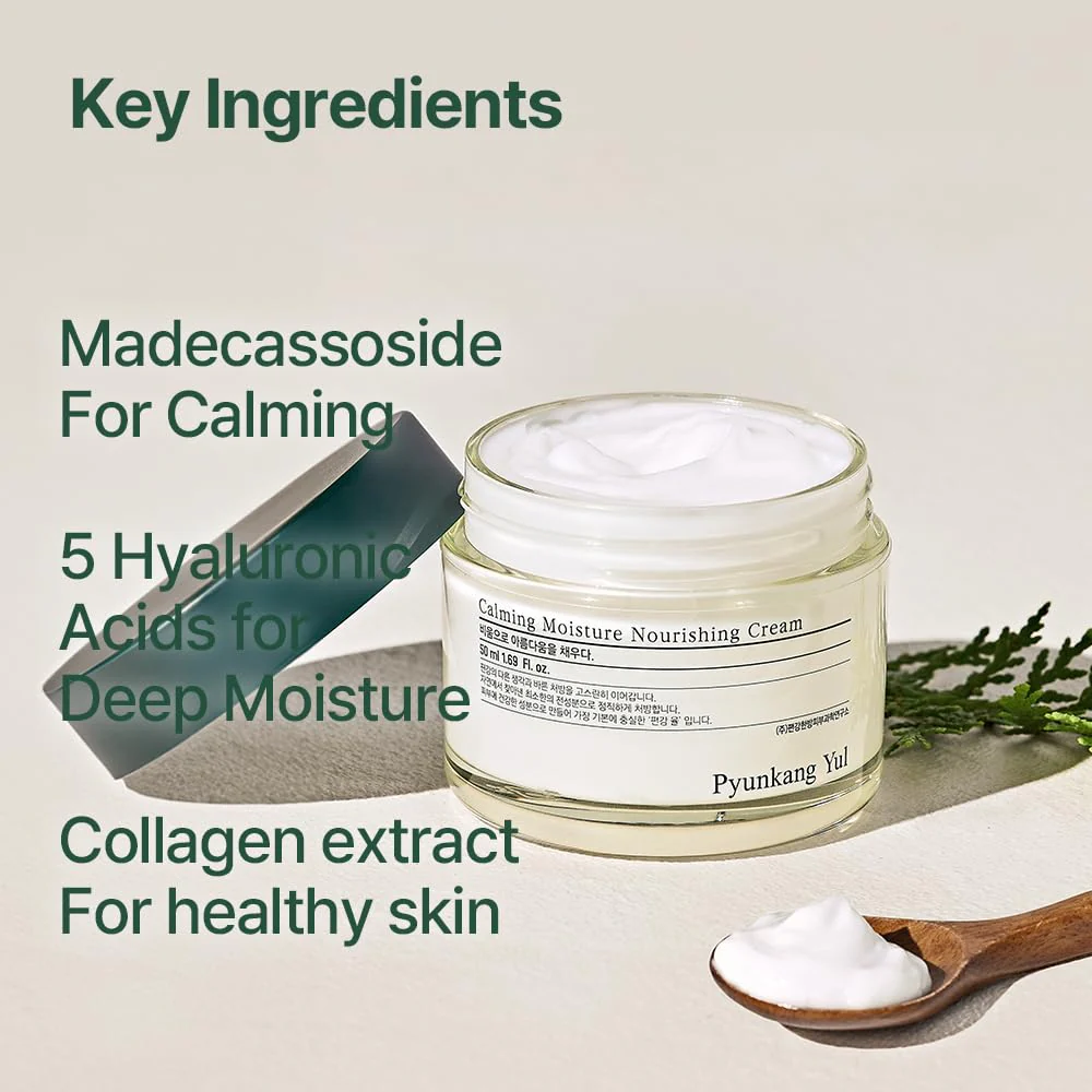 Pyunkang Yul PKY Calming Moisture Nourishing Cream Instantly Soothes Sensitive Skin, Face Moisturizer for Healthy Skin Vitality with Collagen, Vegan, Korean Skincare (1.69 Fl. Oz, 50ml) - Image 4