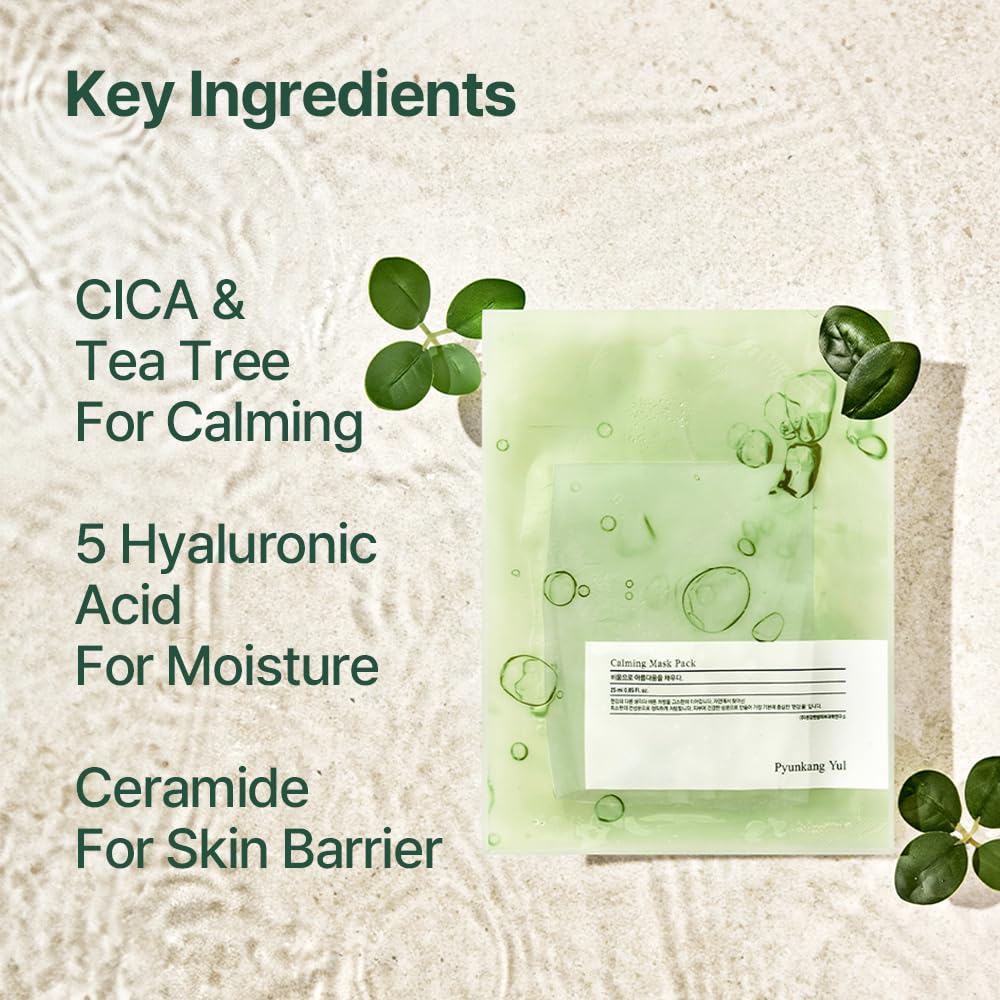 Pyunkang Yul PKY Ceramide Calming Mask Pack 10 PCS - Korean Face Mask Skin Care Products, Beauty Face Mask Containing Panthenol, Hyaluronic Acid, Tea Tree, Shea Butter, Squalene and Cica - Image 4