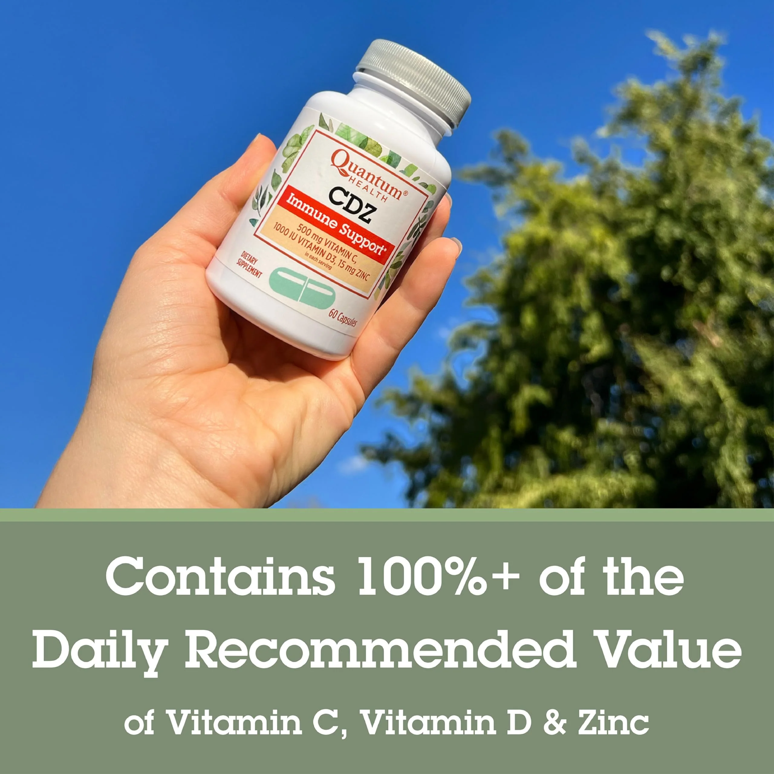Quantum Health CDZ Immune Support Supplement Vitamin C 500 mg, Vitamin D 1000 IU Plus Zinc 15 mg Powerful Whole Body Wellness Support Complex - Daily Immunity Boost for Women & Men - 60 Capsules - Image 5