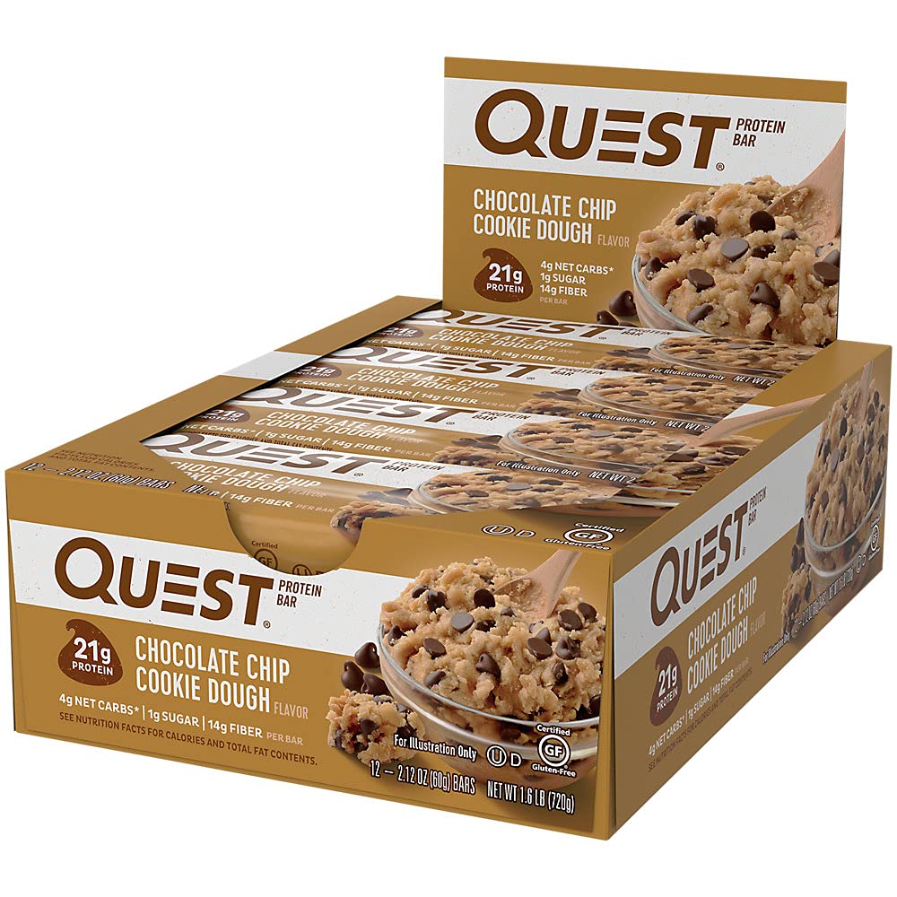 Quest Nutrition Chocolate Chip Cookie Dough Protein Bars, High Protein, Low Carb, Gluten Free, Keto Friendly, 12 Count - Image 5