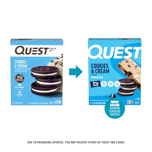 Quest Nutrition Cookies & Cream Protein Bars, 21g Protein, 4g Net Carbs, 1g Sugar, High Fiber, Gluten Free, Keto Friendly, 4 Count - Image 7