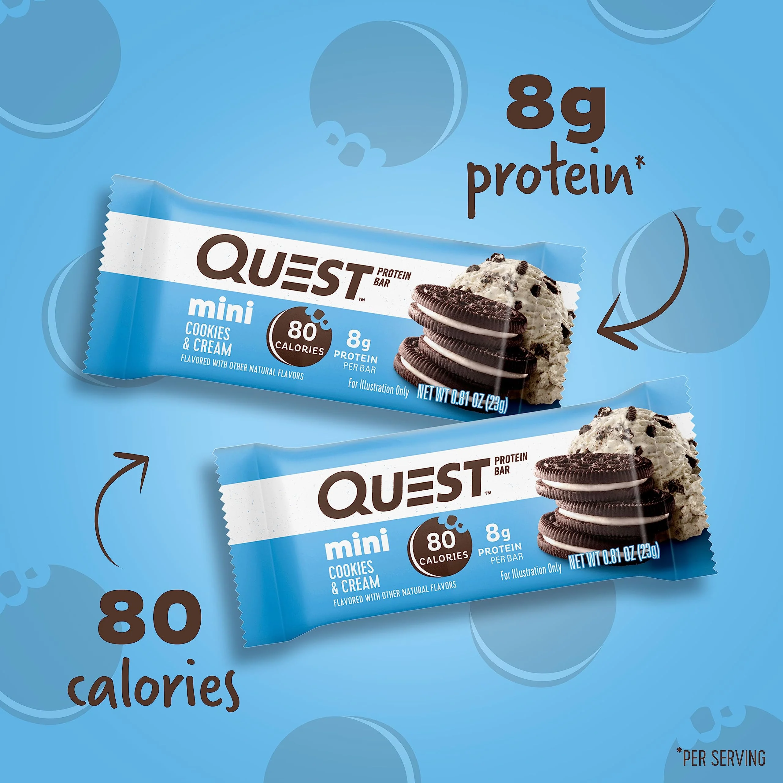 Quest Nutrition Mini Cookies & Cream Protein Bars, 8g Protein, 1g Sugar, 2g Net Carbs, Gluten Free, 14 Count - Image 8