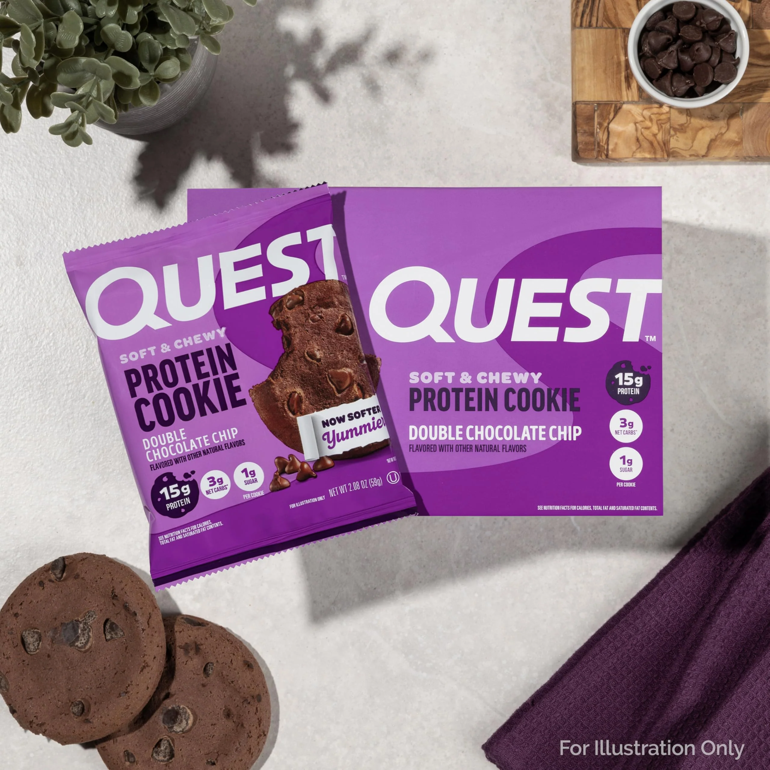 Quest Soft & Chewy Protein Cookie - 15g Protein - Double Chocolate Chip (12 Cookies) - Image 5