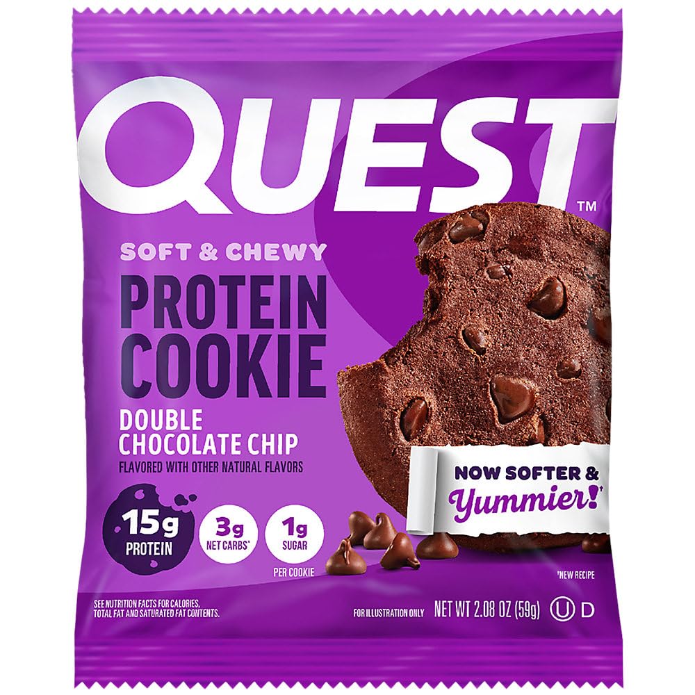 Quest Soft & Chewy Protein Cookie - 15g Protein - Double Chocolate Chip (12 Cookies) - Image 8