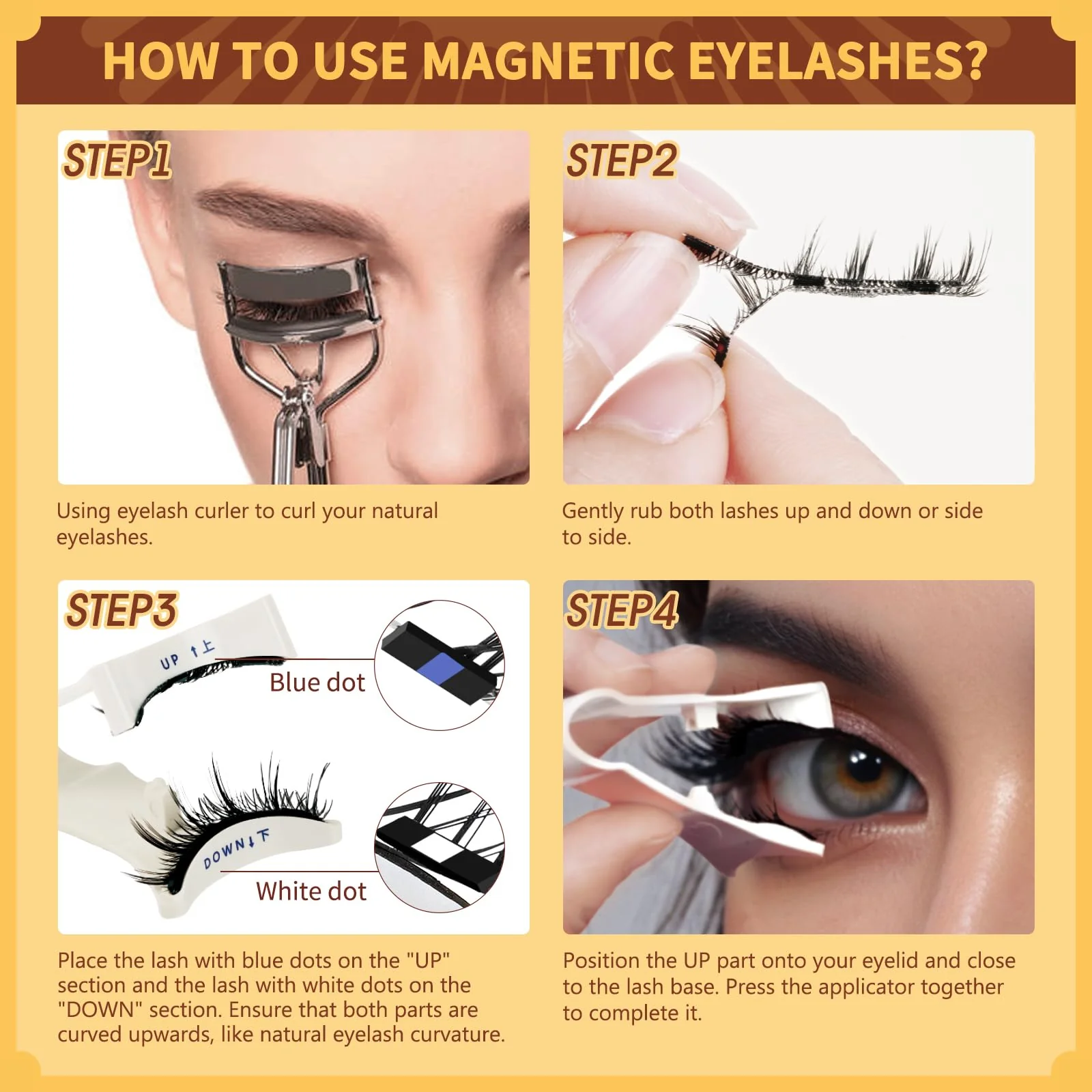 QUEWEL Magnetic Eyelashes 1 Pair Reusable Magnetic Eyelashes with Applicator No Glue Needed Eyelashes Cat Eye Natural Look Lash Clusters Kit Easy to Wear and Remove(B07) - Image 6
