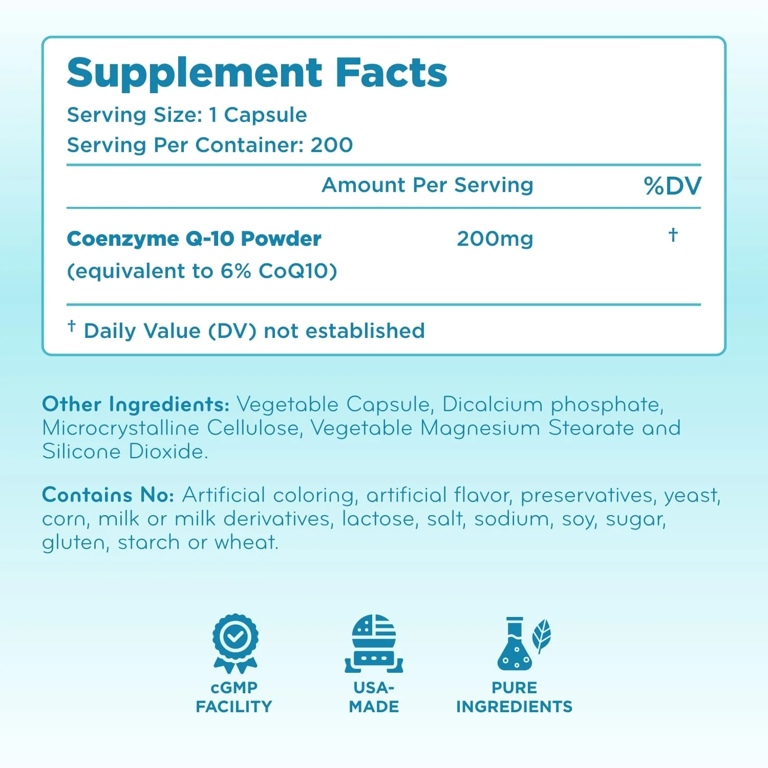 Quick Absorption CoQ10 200mg - Coenzyme Q10 200mg Potent Antioxidant for Heart Energy and Aging Support - High Stability CoQ10 Ubiquinone Capsules - Made in a cGMP US Lab (200 Servings) - Image 9