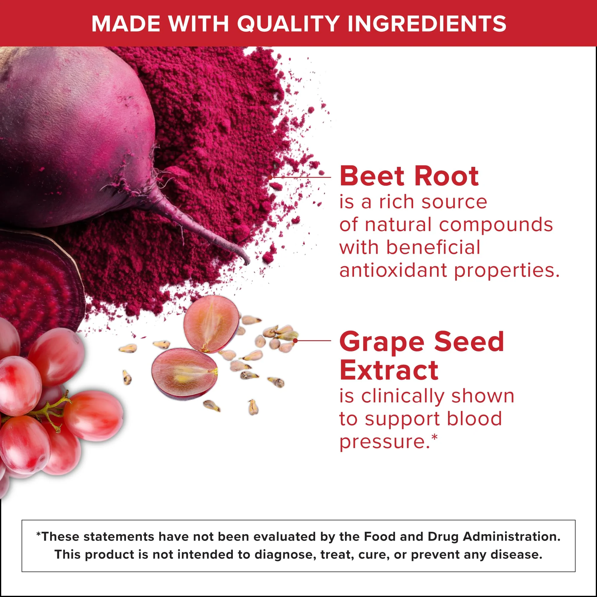 Qunol Blood Pressure Support, 3 in 1 Beets + CoQ10 + Grape Seed Extract, Beet Root Capsules that Supports Healthy Blood Circulation & Heart Healthy Energy, 60 Count (Pack of 1) - Image 4