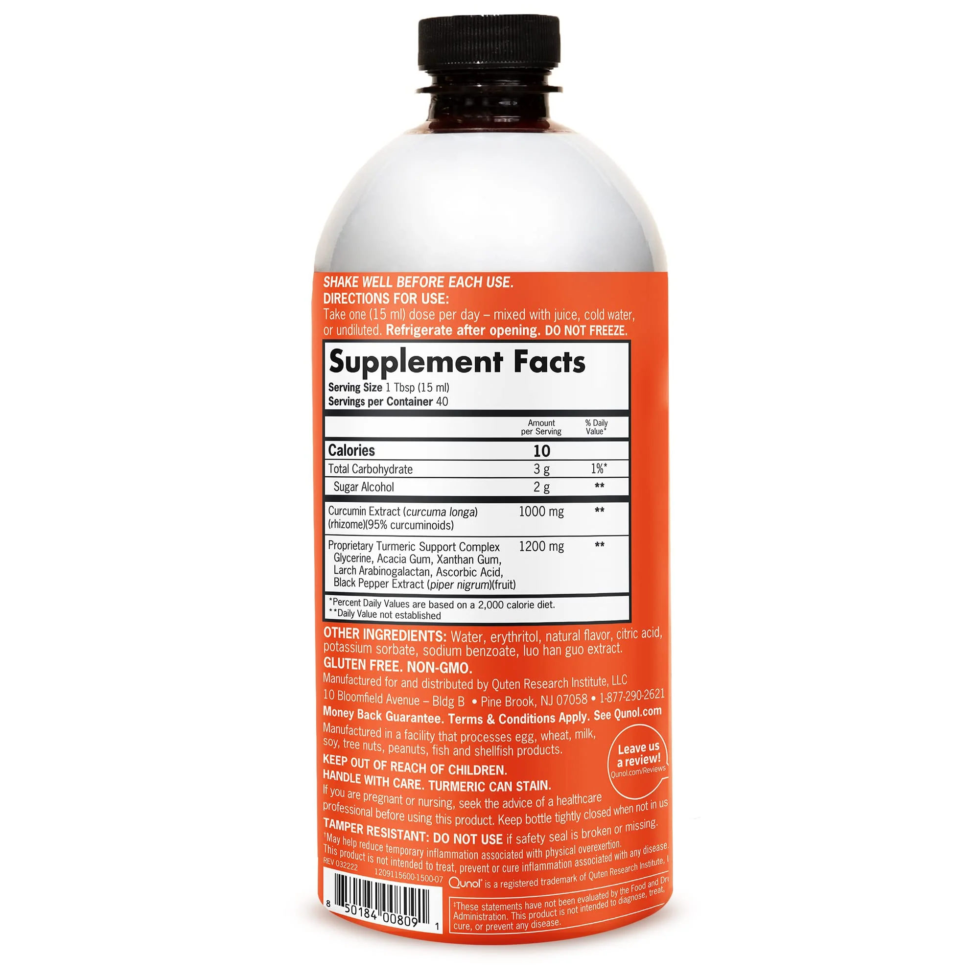 Qunol Liquid Turmeric Curcumin with Black Pepper 1000 Milligram, Supports Healthy Inflammation Response and Joint Support, Dietary Supplement, Extra Strength, 40 Servings, 20.3 fl oz (pack of 1) - Image 2