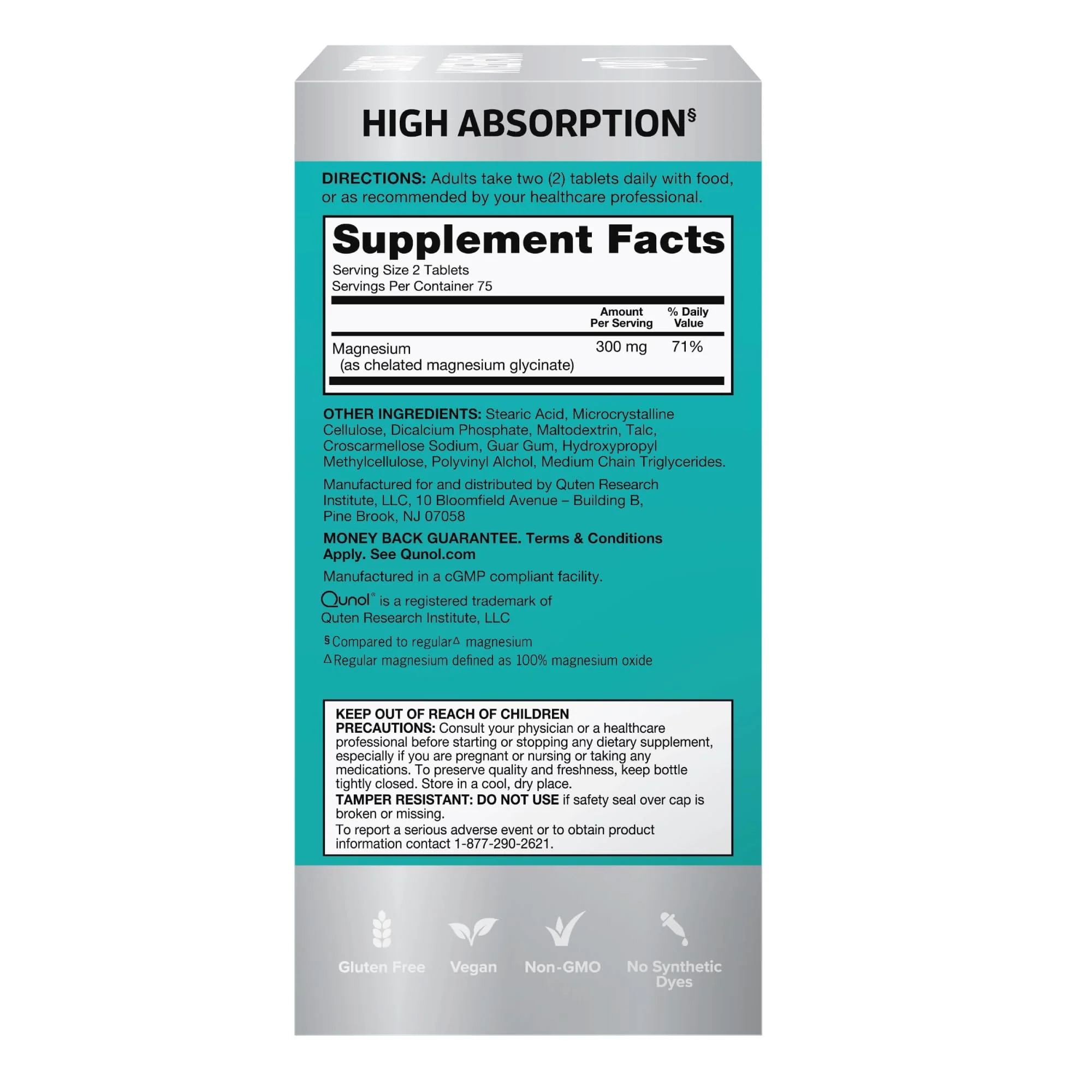 Qunol Magnesium Glycinate 300mg, 100% Glycinate Chelated Magnesium Supplement, 150ct Tablets - Image 3
