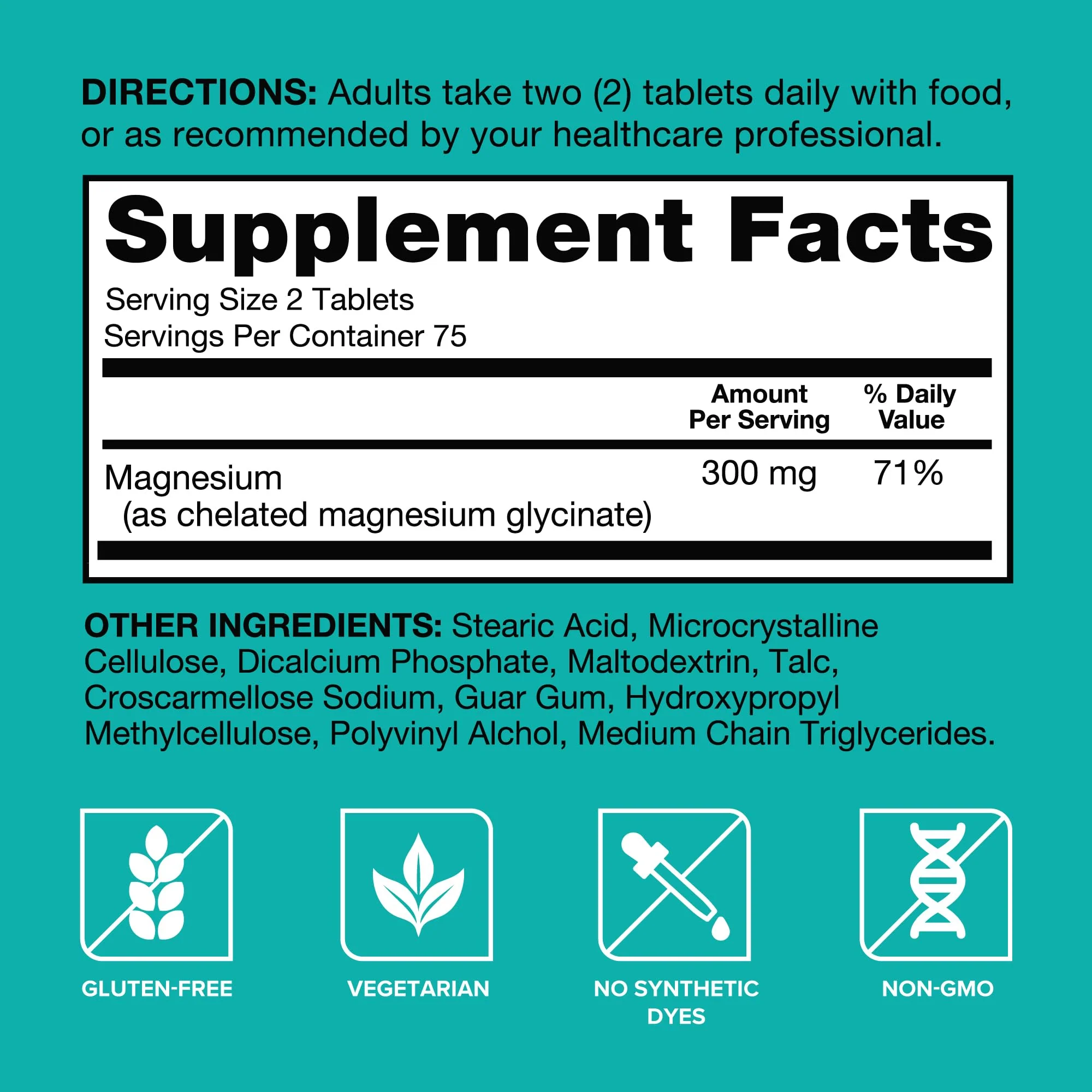 Qunol Magnesium Glycinate 300mg, 100% Glycinate Chelated Magnesium Supplement, 150ct Tablets - Image 7