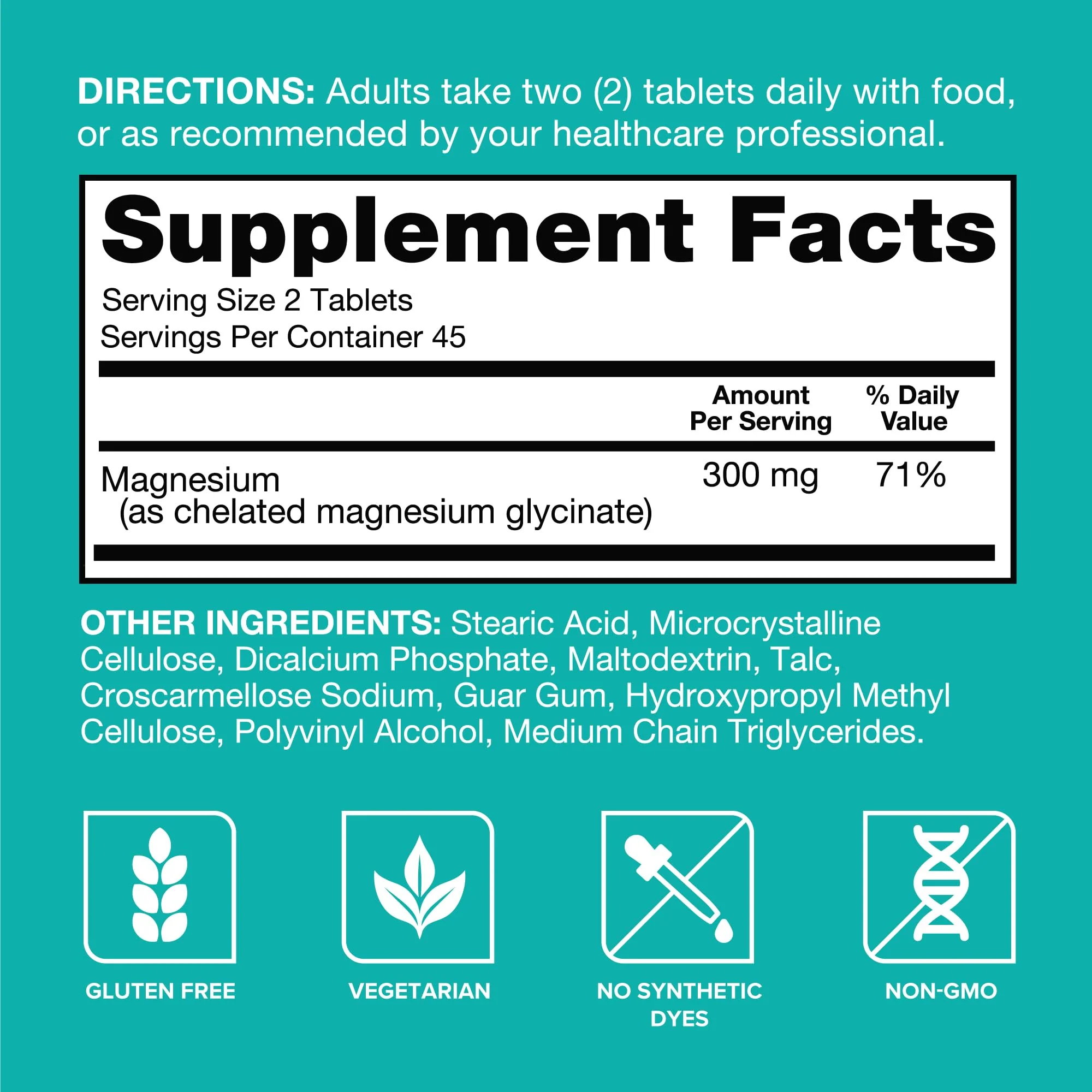 Qunol Magnesium Glycinate 300mg, 100% Glycinate Chelated Magnesium Supplement, 90ct Tablets - Image 4