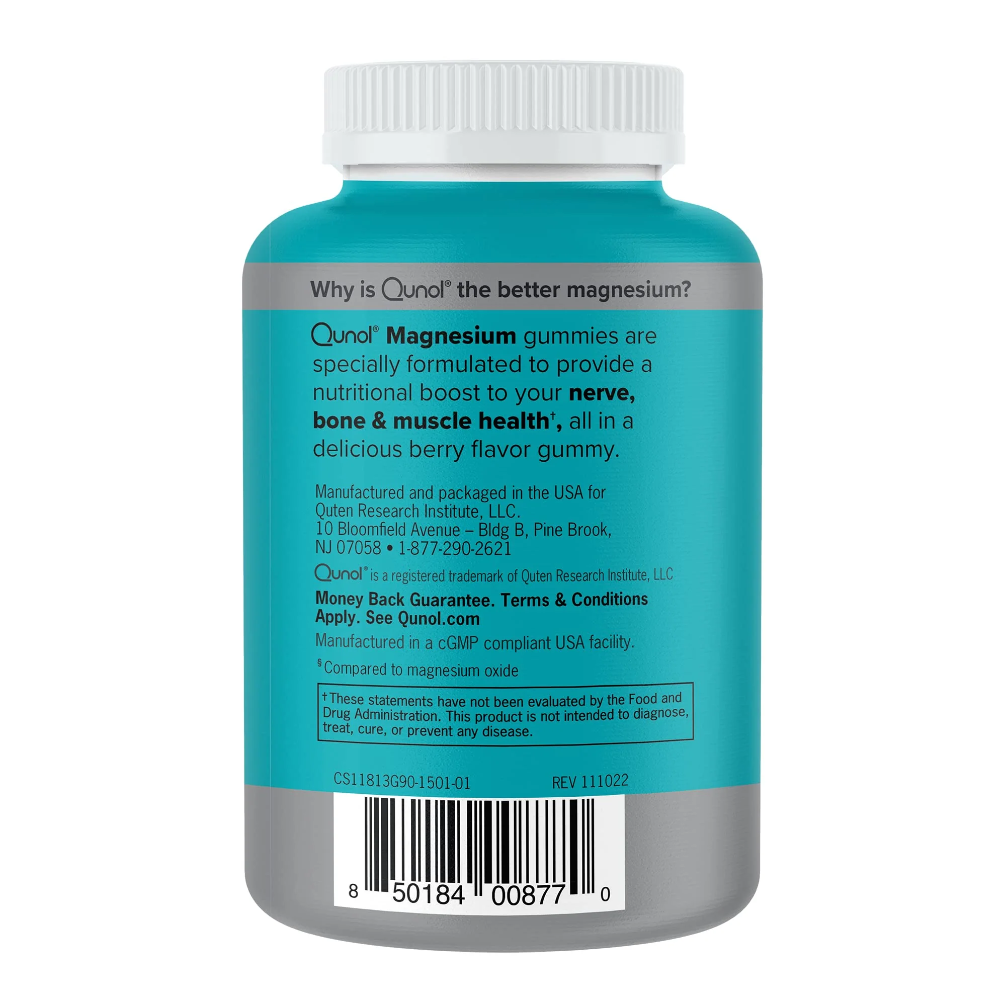 Qunol Magnesium Gummies for Adults, 200mg Elemental Magnesium (from 1,750mg Magnesium Citrate), High Absorption Magnesium Supplement, Supports Nerve, Bone and Muscle Health, Vegetarian, 90 CountQunol Magnesium Gummies for Adults, 200mg Elemental Magnesium - Image 3