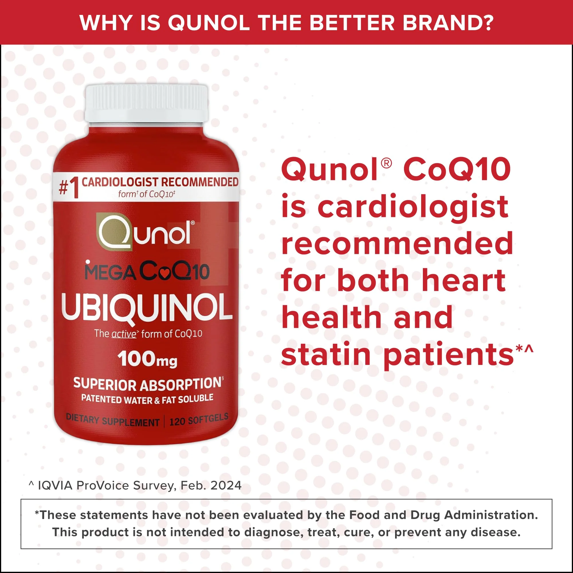 Qunol Mega Ubiquinol 100mg CoQ10, Superior Absorption, Patented Water and Fat Soluble Natural Supplement Form of Coenzyme Q10, Antioxidant for Heart Health, 100 Count Softgels - Image 4