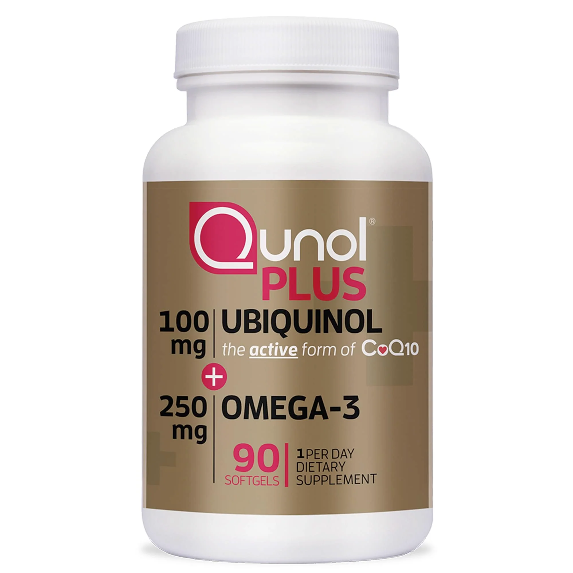 Qunol Plus Ubiquinol CoQ10 100mg with Omega 3 Fish Oil 250mg, Extra Strength Antioxidant Supplement, 90 Count