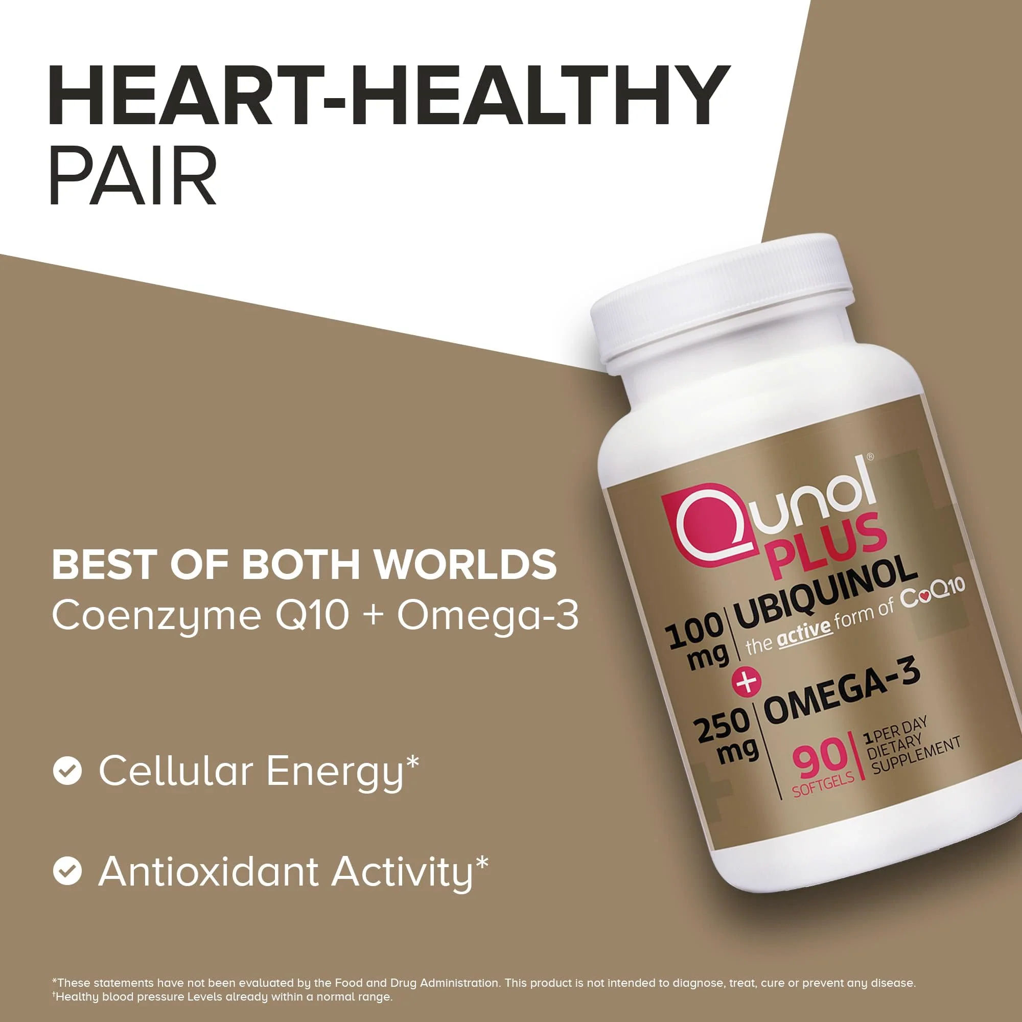 Qunol Plus Ubiquinol CoQ10 100mg with Omega 3 Fish Oil 250mg, Extra Strength Antioxidant Supplement, 90 Count - Image 5