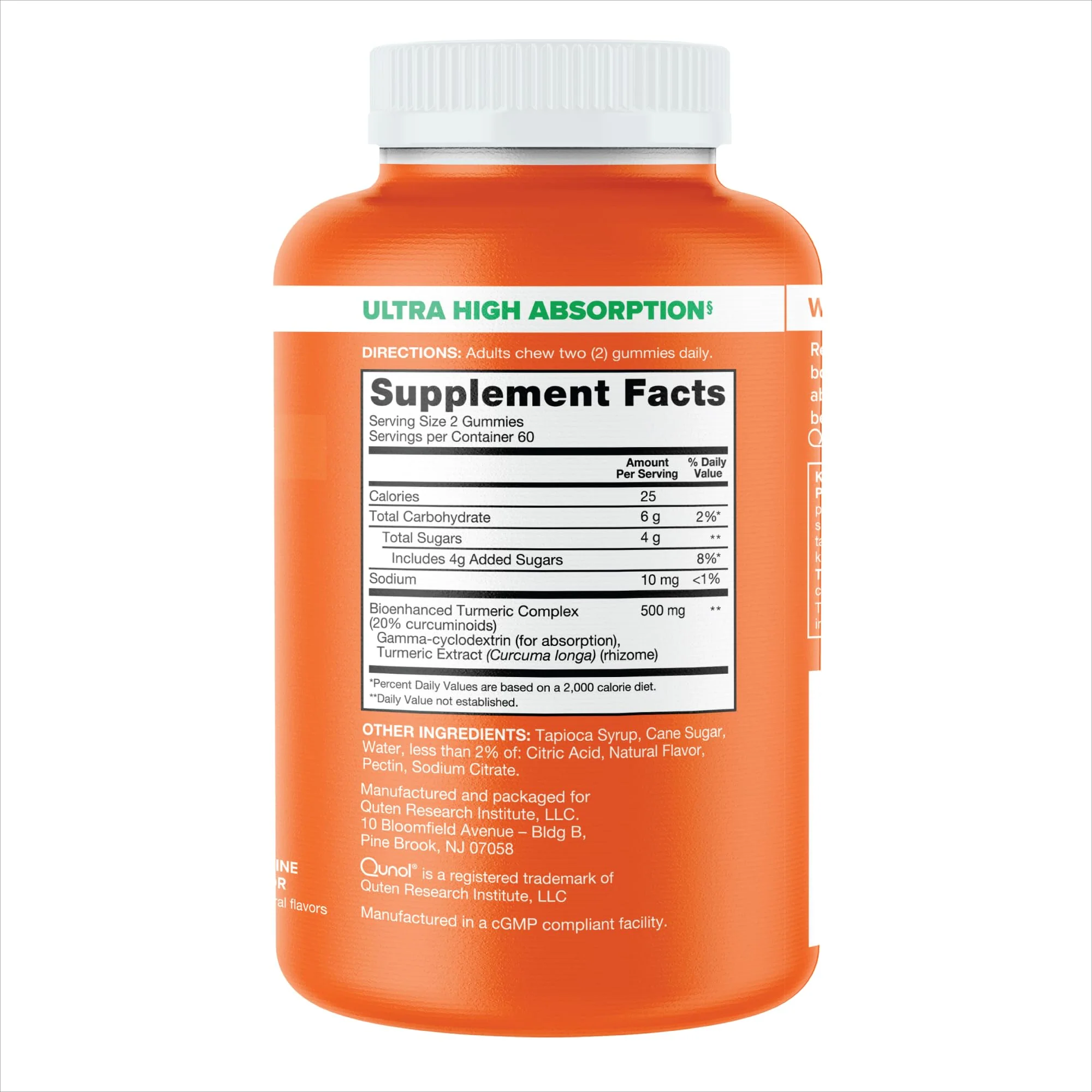 Qunol Turmeric Gummies, Gummy with 500mg Turmeric Curcumin, Joint Support Supplement, Ultra High Absorption Tumeric Curcumin, Vegan, Gluten Free, 2 Month Supply, 120 Count - Image 3