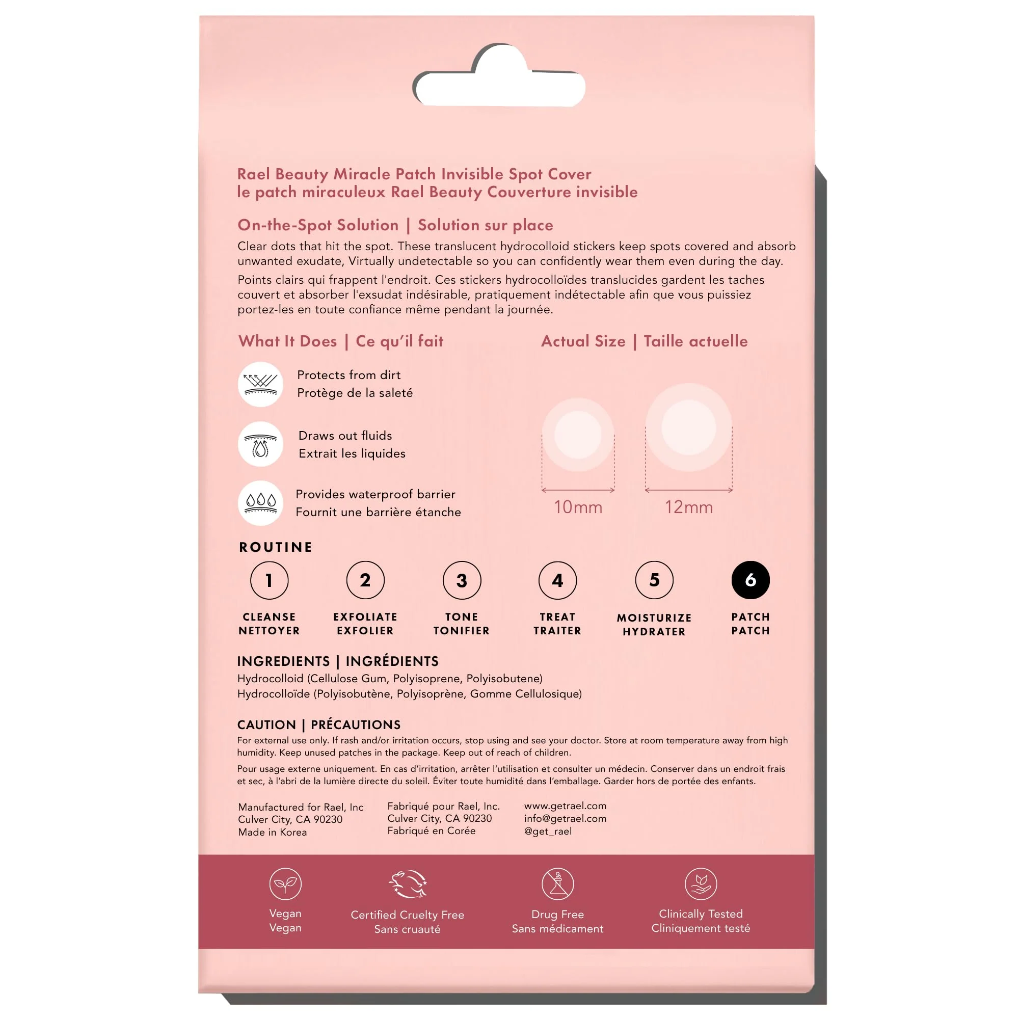 Rael Pimple Patches, Miracle Invisible Spot Cover - Hydrocolloid Acne Pimple Patch, Absorbs Zits & Blemish, Korean Skin Care, 2 Sizes (96 Count) - Image 2