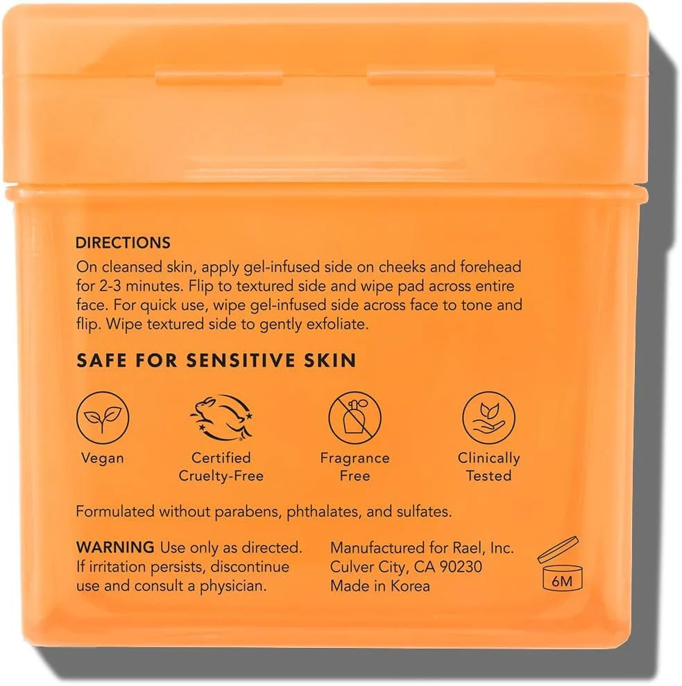 Rael Toner Pads, Cotton Pad for Face – Dual Textured, Exfoliating and Soothing with Carotene, Niacinamide, Hyaluronic Acid, Hydrating, Korean Skin Care (70 Count) - Image 3