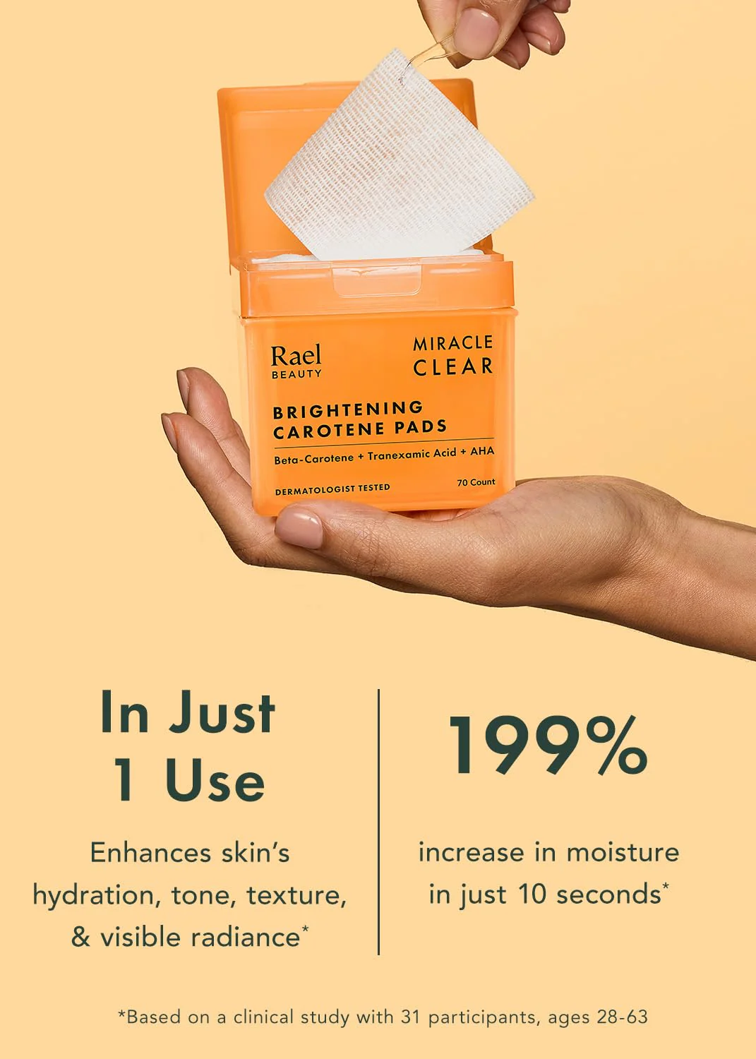 Rael Toner Pads, Cotton Pad for Face – Dual Textured, Exfoliating and Soothing with Carotene, Niacinamide, Hyaluronic Acid, Hydrating, Korean Skin Care (70 Count) - Image 6