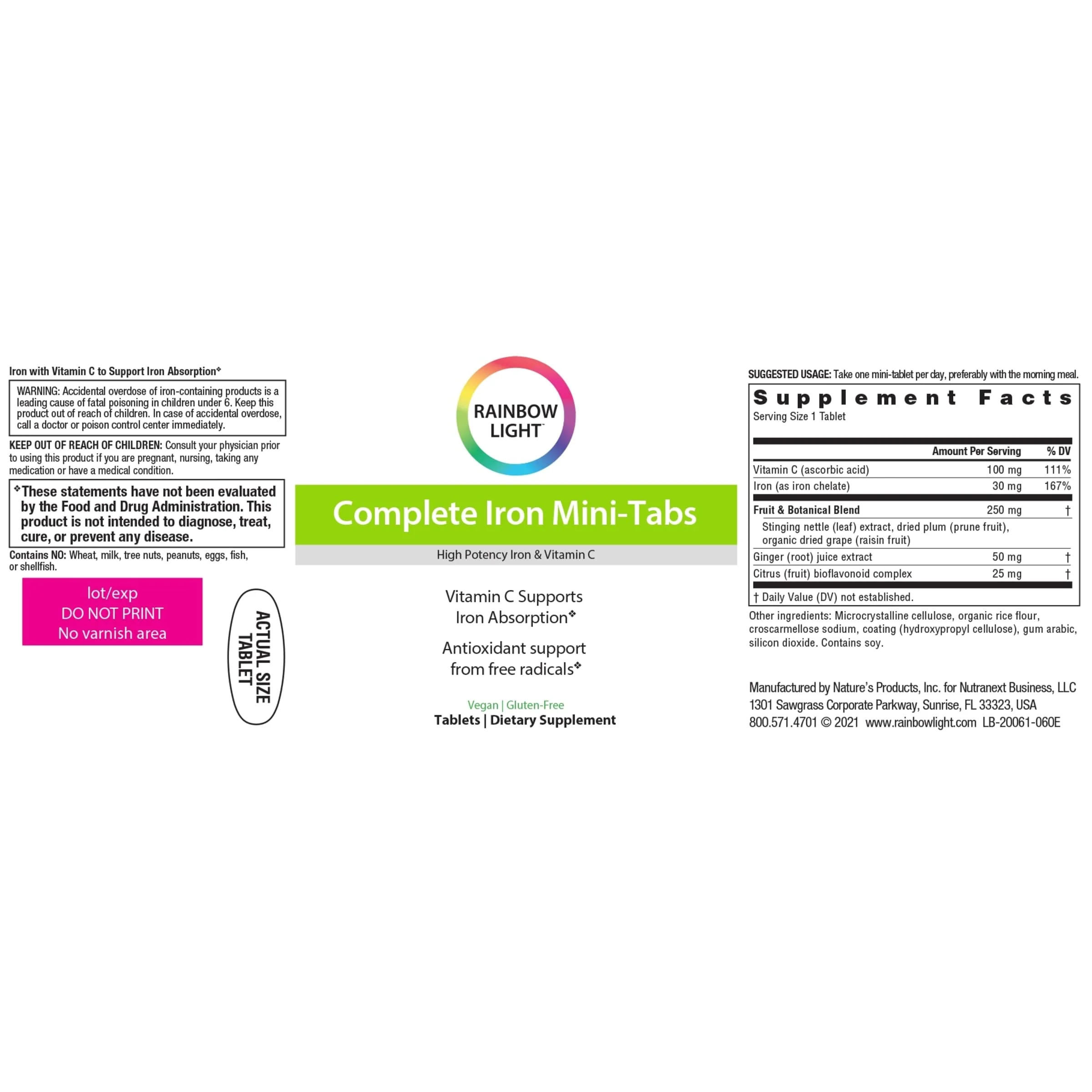 Rainbow Light Complete Iron Mini Tablets | 60 Count | High Potency Iron | with Vitamin C to Support Absorption | Supplement for Men and Women - Image 2