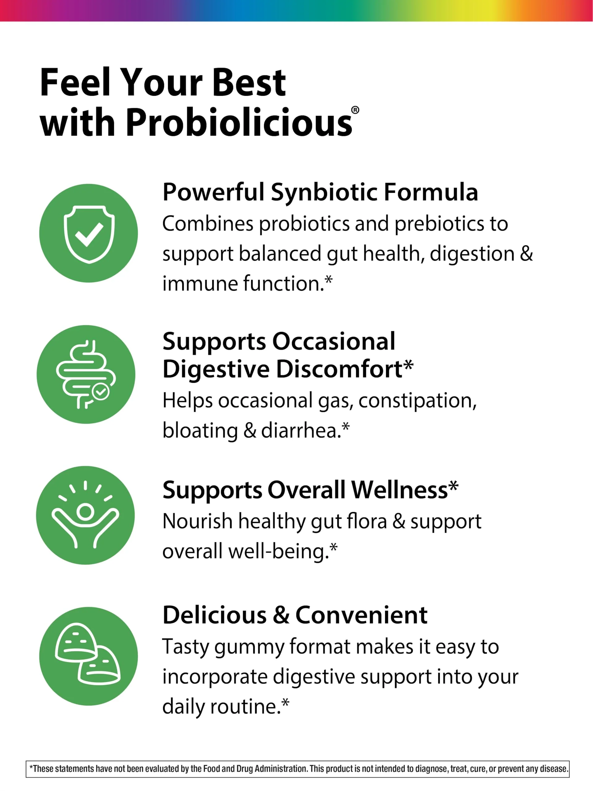 Rainbow Light Probiotic Gummies | 50 Count | Advanced Synbiotic with Prebiotic | for Men, Women & Children | Supports Digestive & Immune Health - Image 4