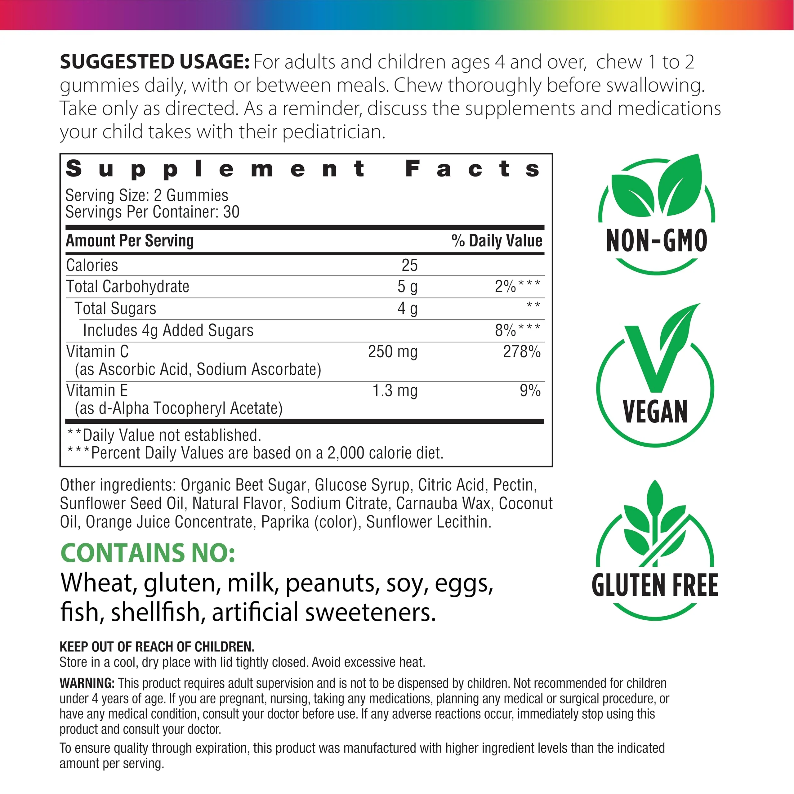 Rainbow Light Vitamin C Gummies | 60 Count | Citrus Flavored | with Vitamin E | Immune & Antioxidant Support for Adults and Kids - Image 6