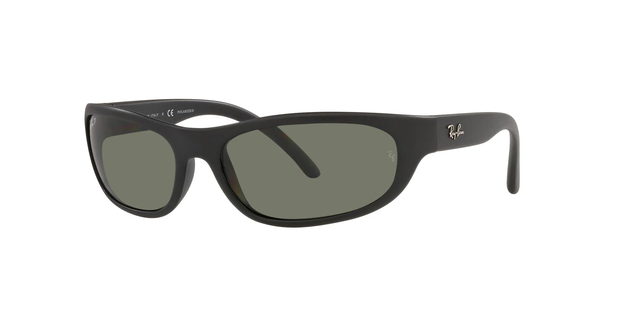 Ray-Ban Men's RB4033 Predator Rectangular Sunglasses, Matte Black/Polarized Green, 60 mm - Image 7