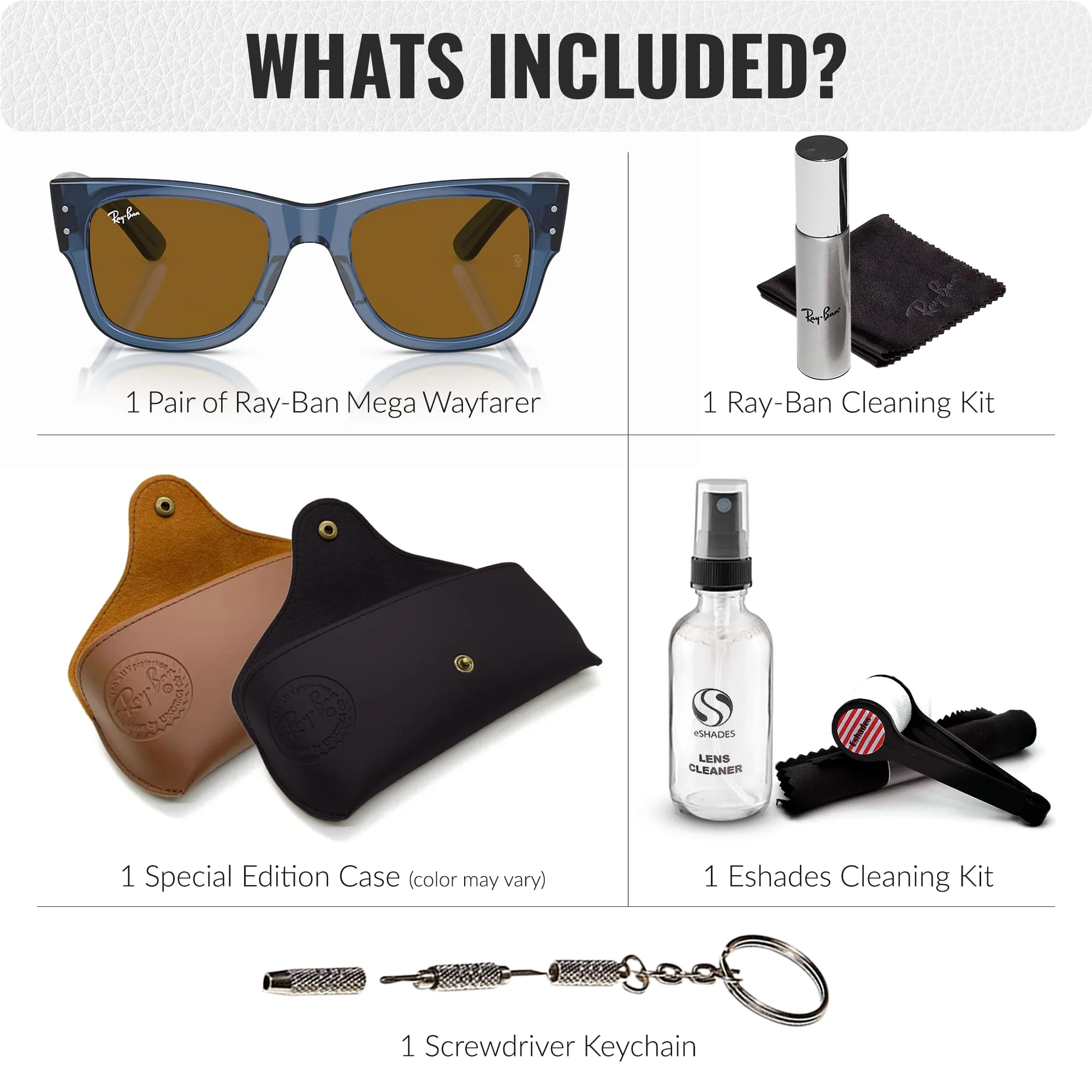 Ray-Ban RB0840S MEGA WAYFARER BIO-BASED Square Shaped Non-Polarized Sunglasses for Men & Women – Includes Official RAYBAN Eyewear Kit – Ideal Formal & Casual Wear Sunglasses – Brown Lens - Image 7