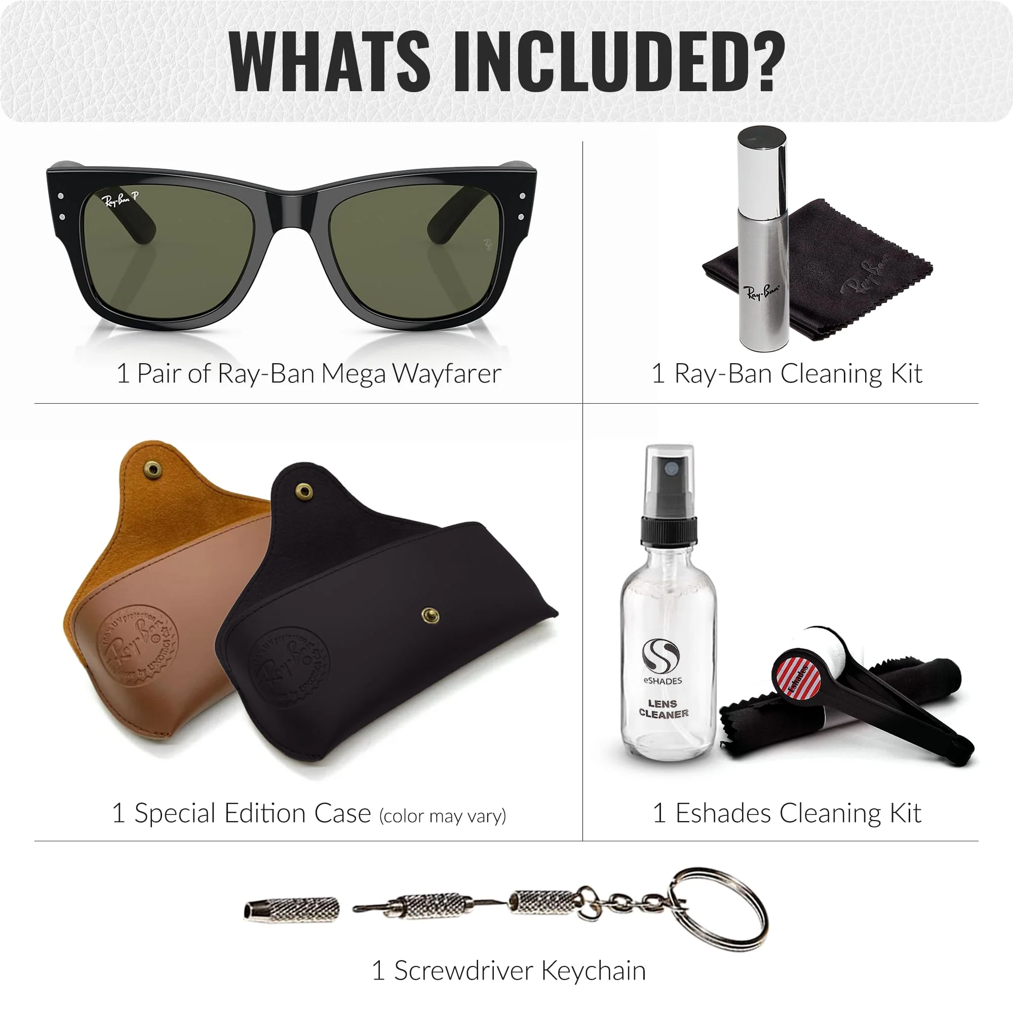 Ray-Ban RB0840S MEGA WAYFARER POLARIZED Square Shaped Sunglasses for Men & Women – Includes Official Rayban Eyewear Kit – Ideal Formal & Casual Wear Sunglasses – Green Lens - Image 7