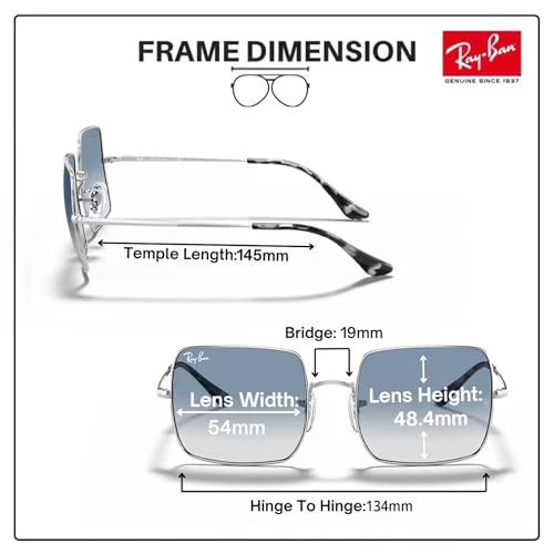 Ray-Ban RB1971 SQUARE 1971 CLASSIC Square Shaped Non-Polarized Sunglasses for Women – Includes Official RAYBAN Eyewear Kit – Ideal Formal & Casual Wear Sunglasses – Light Blue Gradient Lens - Image 4