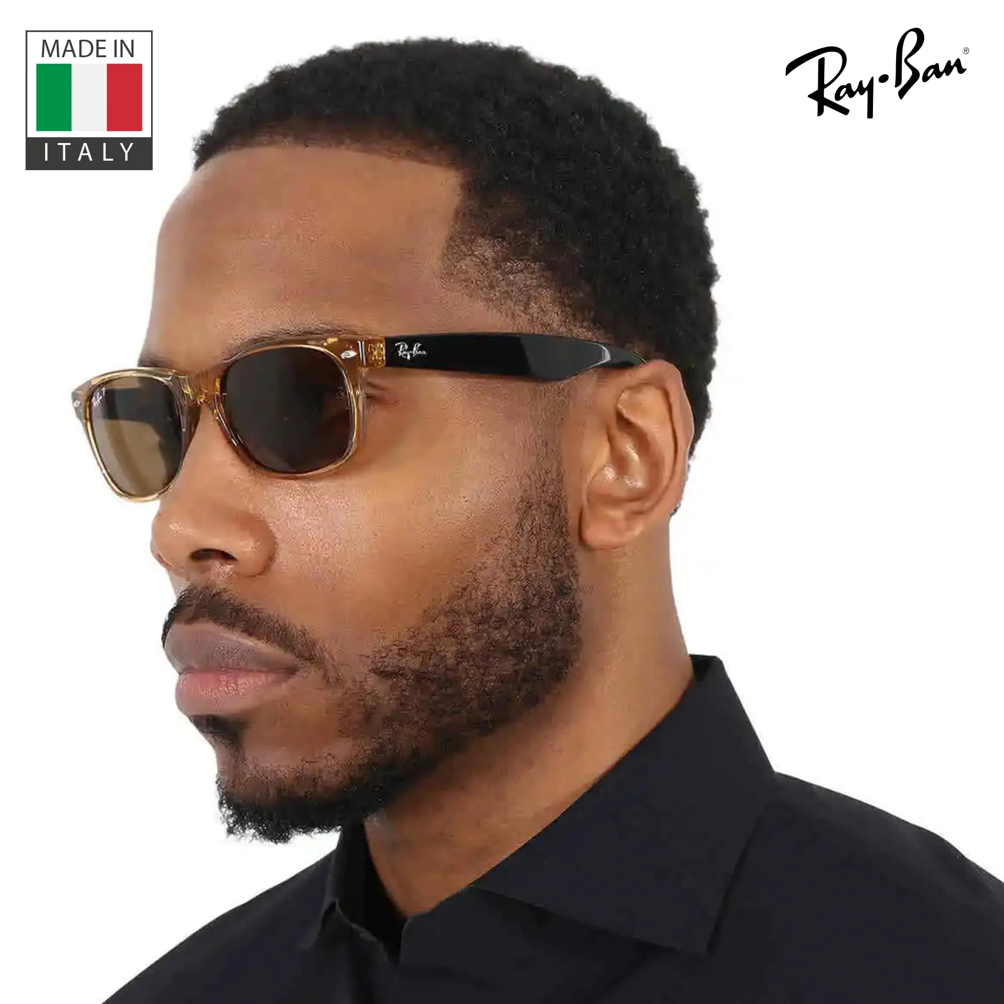 Ray-Ban RB2132 NEW WAYFARER BICOLOR POLARIZED Square Shaped Sunglasses for Men & Women – Includes Official Rayban Eyewear Kit – Ideal Formal & Casual Wear Sunglasses – Brown Lens - Image 3