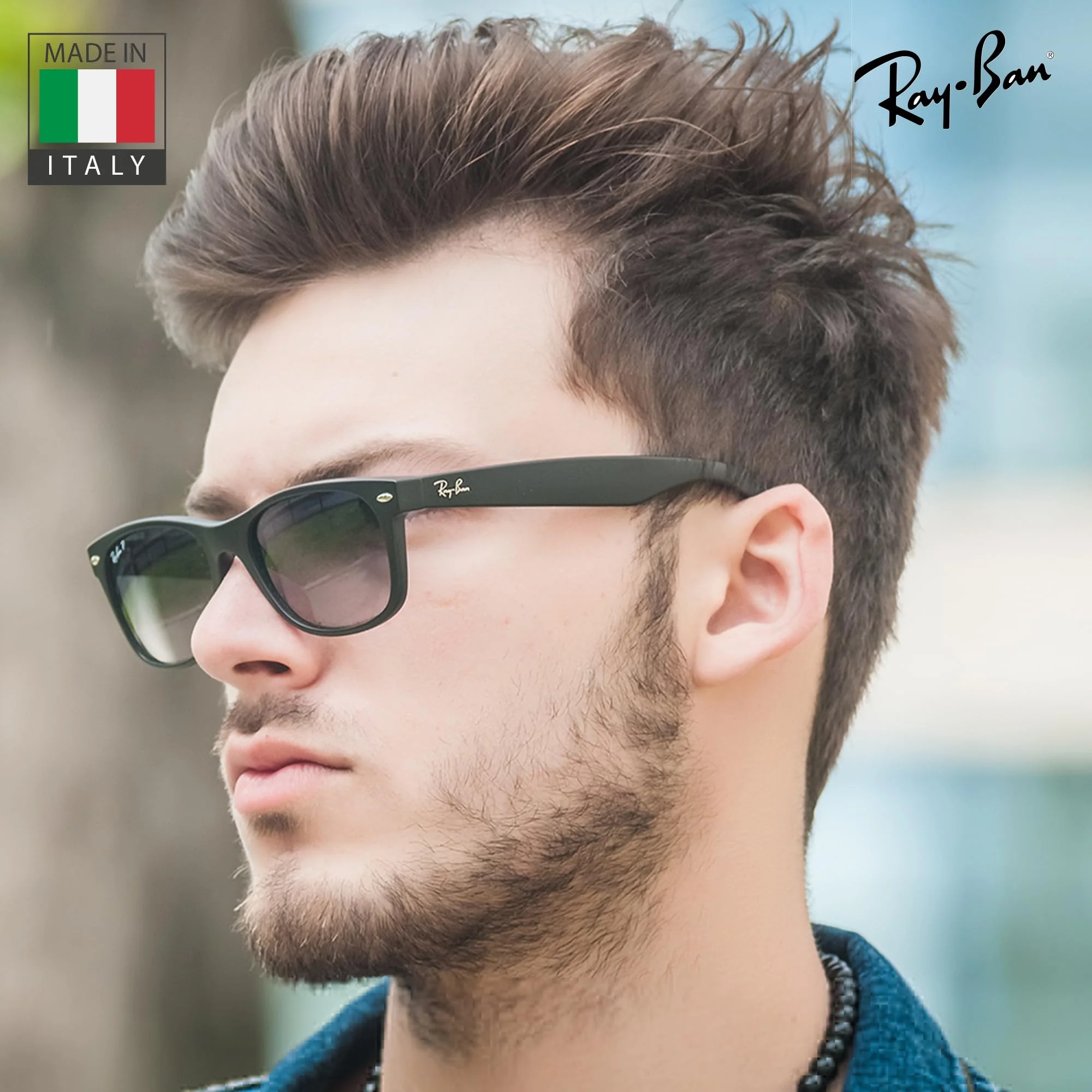 Ray-Ban RB2132 NEW WAYFARER CLASSIC POLARIZED Square Shaped Sunglasses for Men & Women – Includes Official Rayban Eyewear Kit – Ideal Formal & Casual Wear Sunglasses – Blue/Grey Lens - Image 3