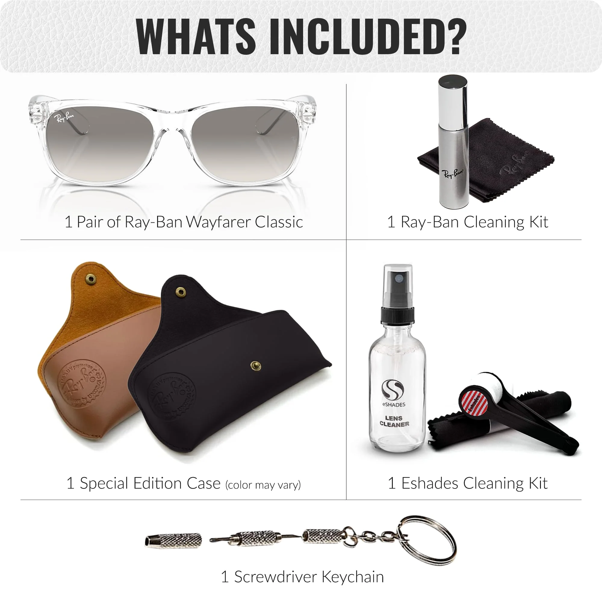 Ray-Ban RB2132 NEW WAYFARER CLASSIC Square Shaped Non-Polarized Sunglasses for Men & Women – Includes Official RAYBAN Eyewear Kit – Ideal Formal & Casual Wear Sunglasses – Clear Grey Lens - Image 7