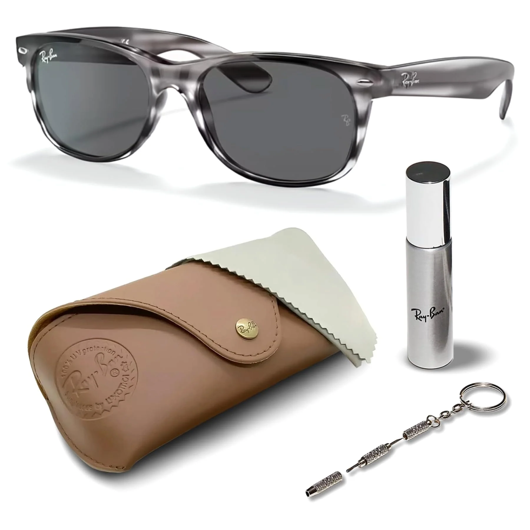 Ray-Ban RB2132 NEW WAYFARER COLOR MIX Square Shaped Non-Polarized Sunglasses for Men & Women – Includes Official RAYBAN Eyewear Kit – Ideal Formal & Casual Wear Sunglasses – Dark Grey Lens