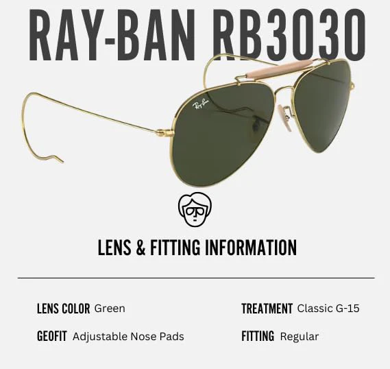 Ray-Ban RB3030 OUTDOORSMAN Pilot Shaped Non-Polarized Sunglasses for Men & Women – Includes Official RAYBAN Eyewear Kit – Ideal Formal & Casual Wear Sunglasses – G-15 Green Lens - Image 4