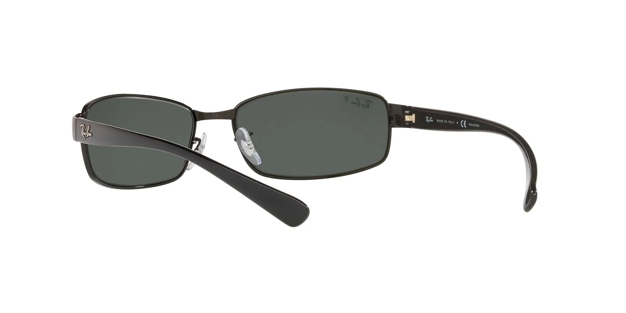 Ray-Ban RB3364 Metal Rectangular Sunglasses, Black/Polarized Green, 62 mm - Image 3