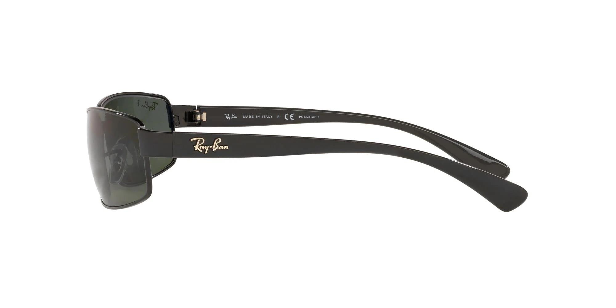 Ray-Ban RB3364 Metal Rectangular Sunglasses, Black/Polarized Green, 62 mm - Image 5