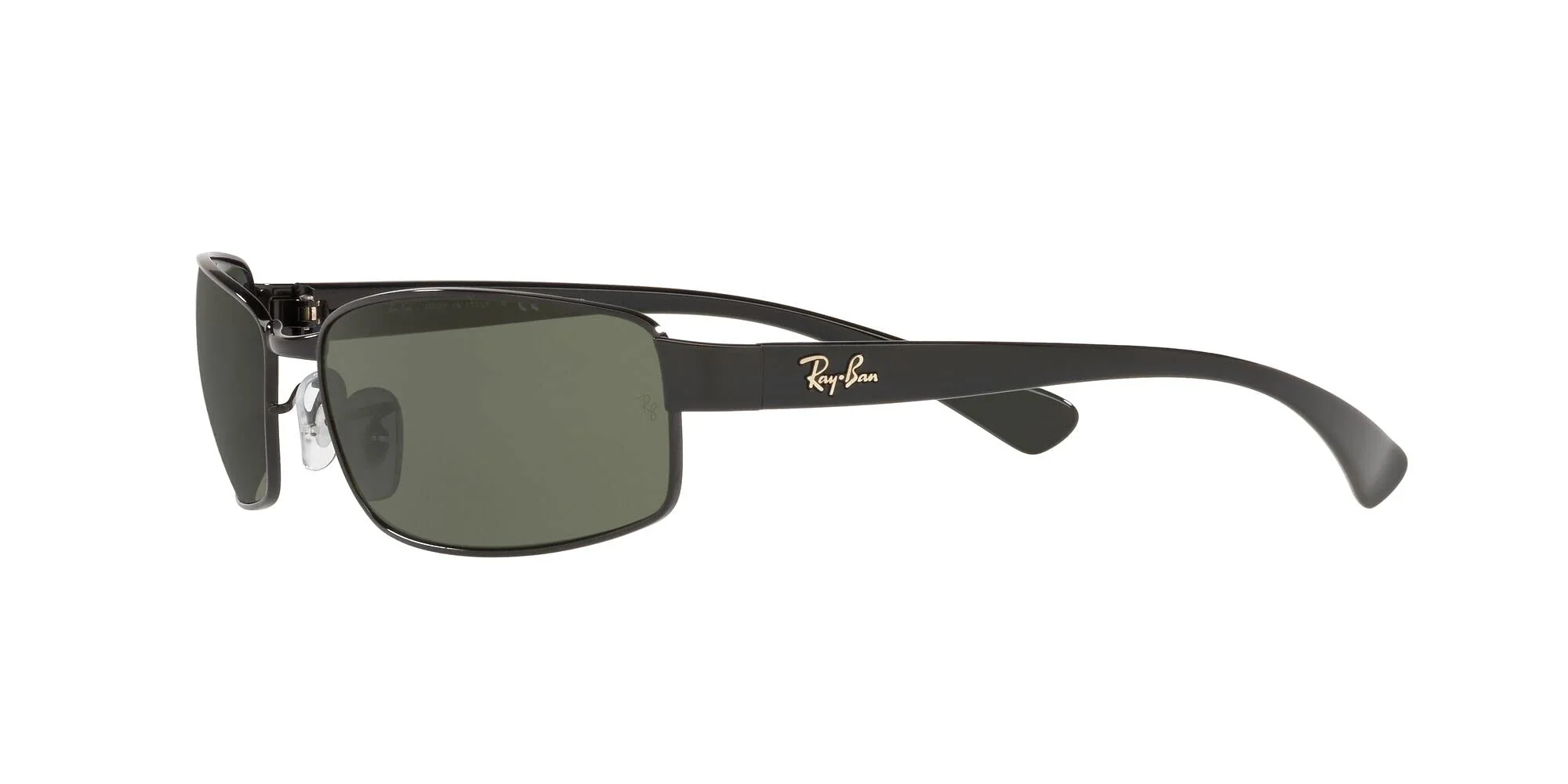 Ray-Ban RB3364 Metal Rectangular Sunglasses, Black/Polarized Green, 62 mm - Image 6