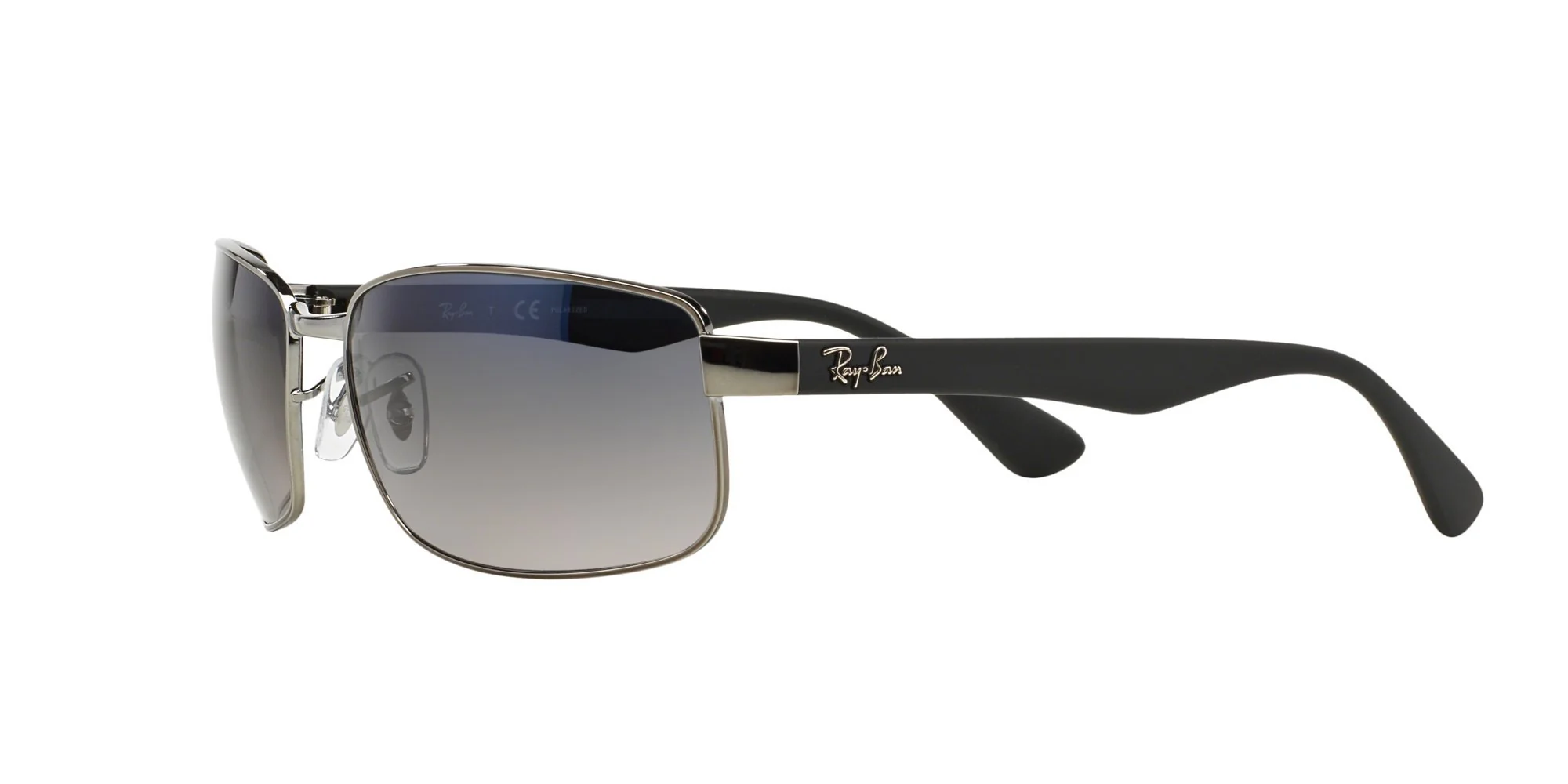Ray-Ban RB3478 Rectangular Sunglasses, Gunmetal Frame/Blue Polarized Lens, 60 mm - Image 6