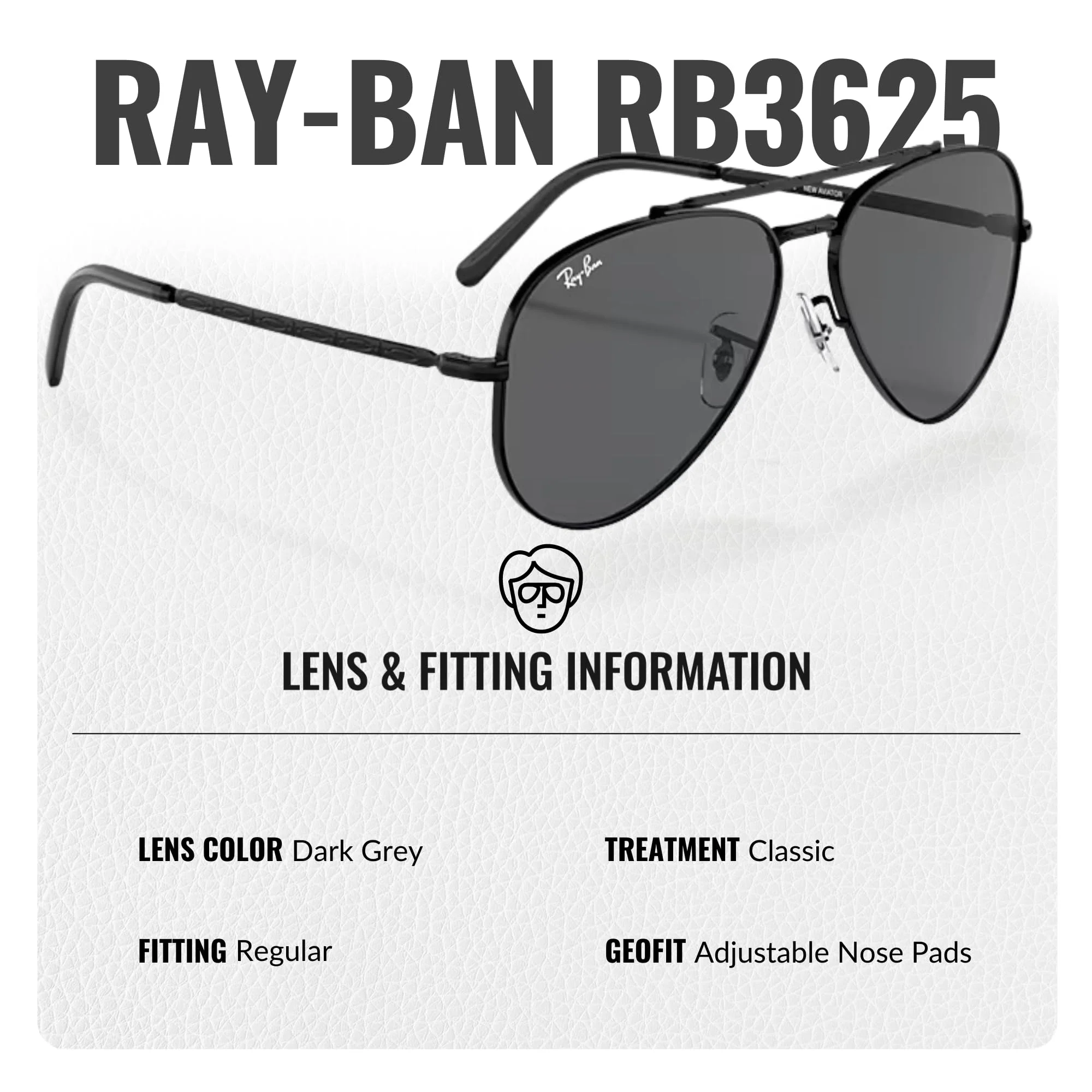 Ray-Ban RB3625 NEW AVIATOR Pilot Shaped Non-Polarized Sunglasses for Men & Women – Includes Official RAYBAN Eyewear Kit – Ideal Formal & Casual Wear Sunglasses – Dark Grey Lens - Image 4