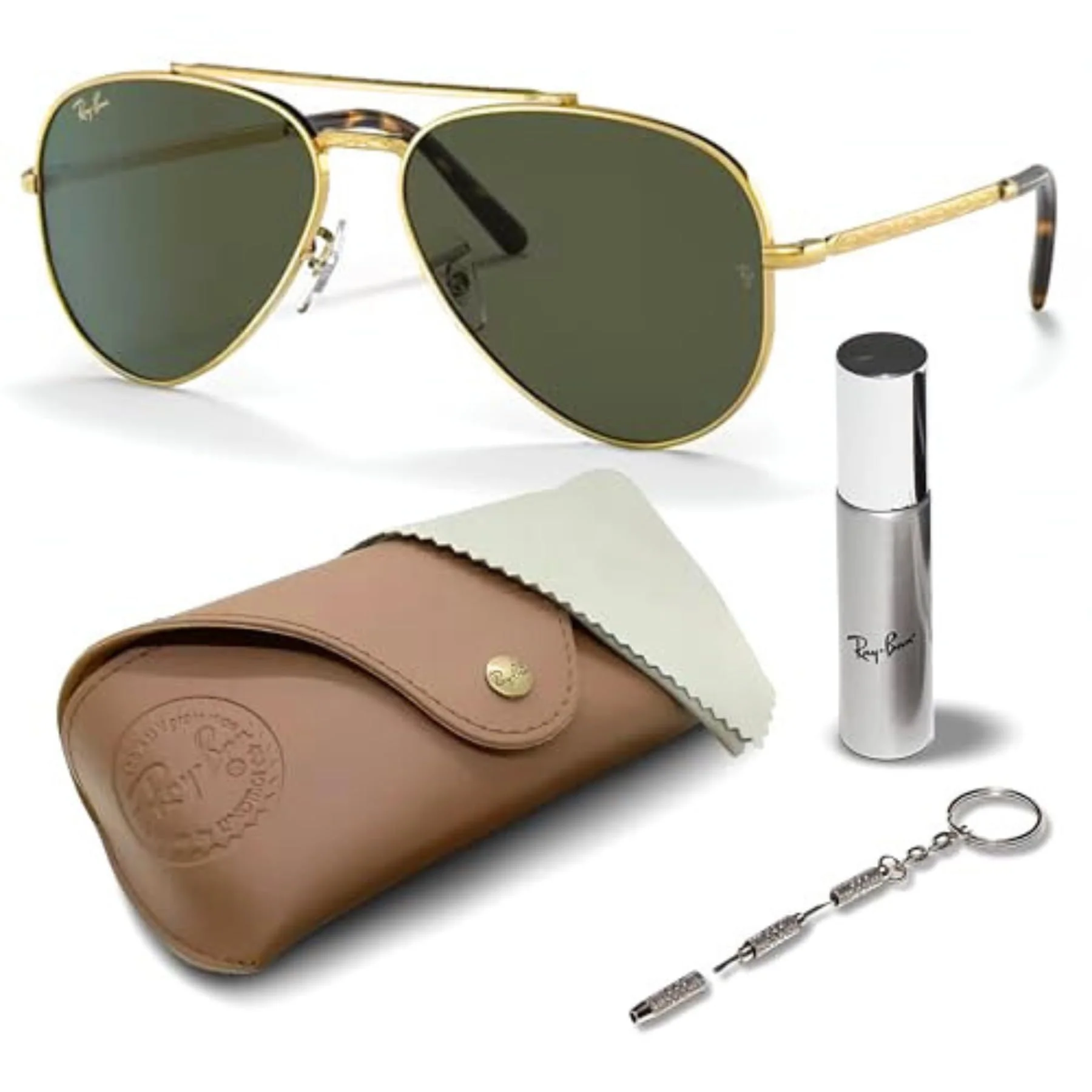 Ray-Ban RB3625 NEW AVIATOR Pilot Shaped Non-Polarized Sunglasses for Men & Women – Includes Official RAYBAN Eyewear Kit – Ideal Formal & Casual Wear Sunglasses – Green Lens
