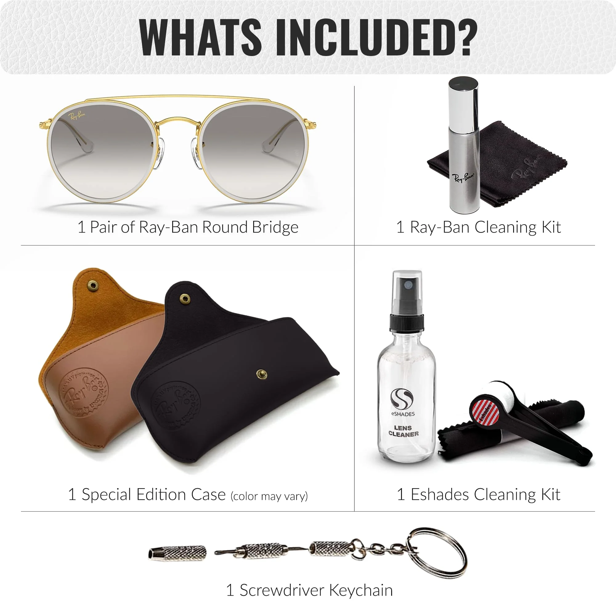 Ray-Ban RB3647N ROUND DOUBLE BRIDGE Round Shaped Non-Polarized Sunglasses for Men & Women – Includes Official RAYBAN Eyewear Kit – Ideal Formal & Casual Wear Sunglasses – Clear Grey Lens - Image 7